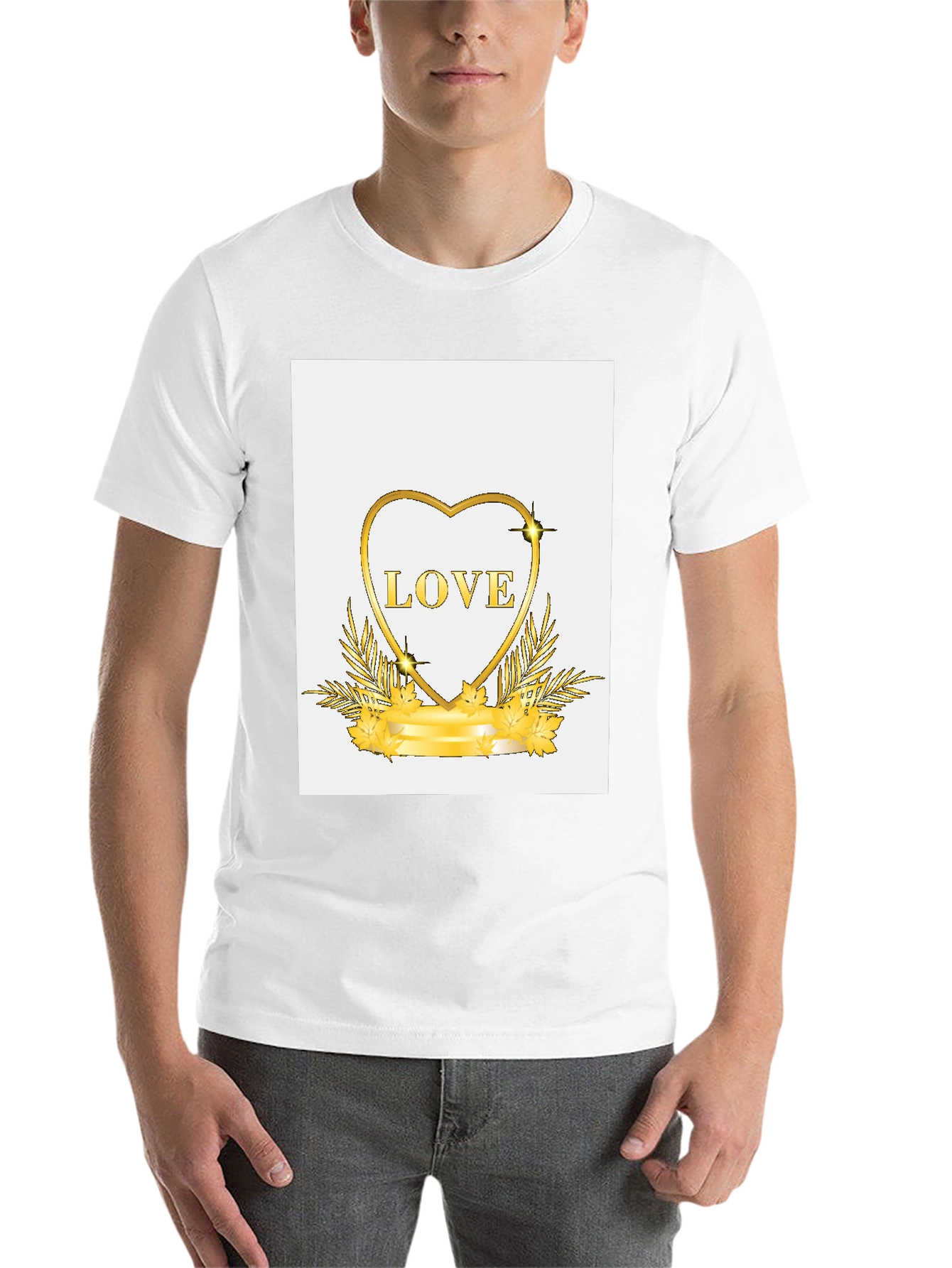 Black Golden Love Heart Graphic Black T-Shirt view 14