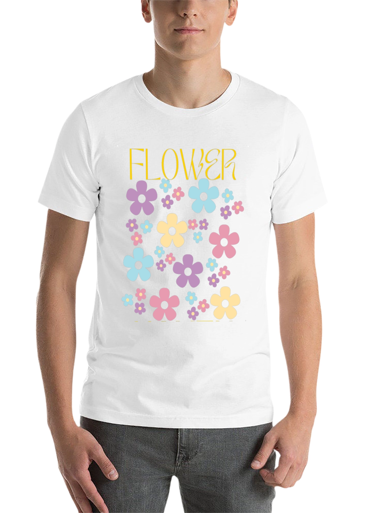 Black Floral Power T-Shirt - Retro Flower Design view 14