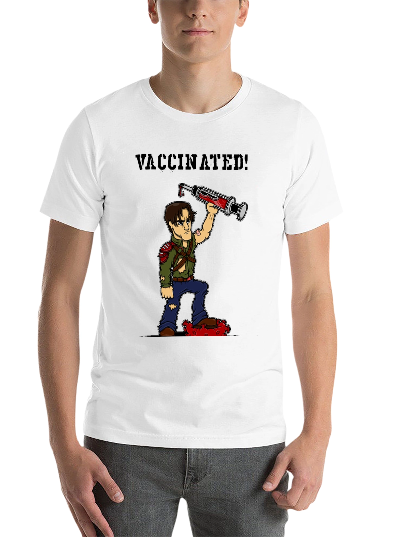 Black Vaccinated Zombie T-Shirt: Virus Slayer view 14