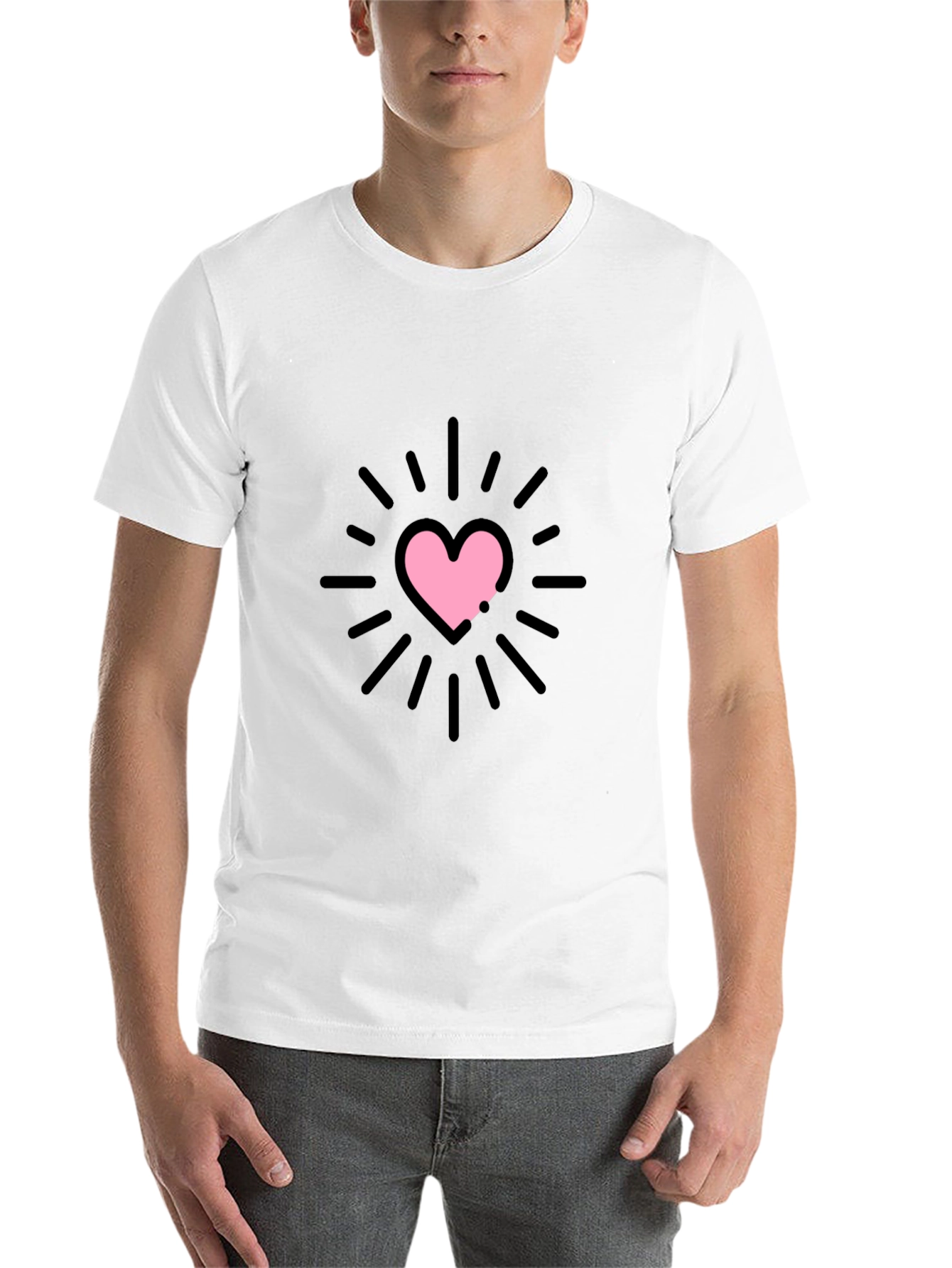 Black Heart Burst Graphic Tee - Black Unisex T-Shirt view 14