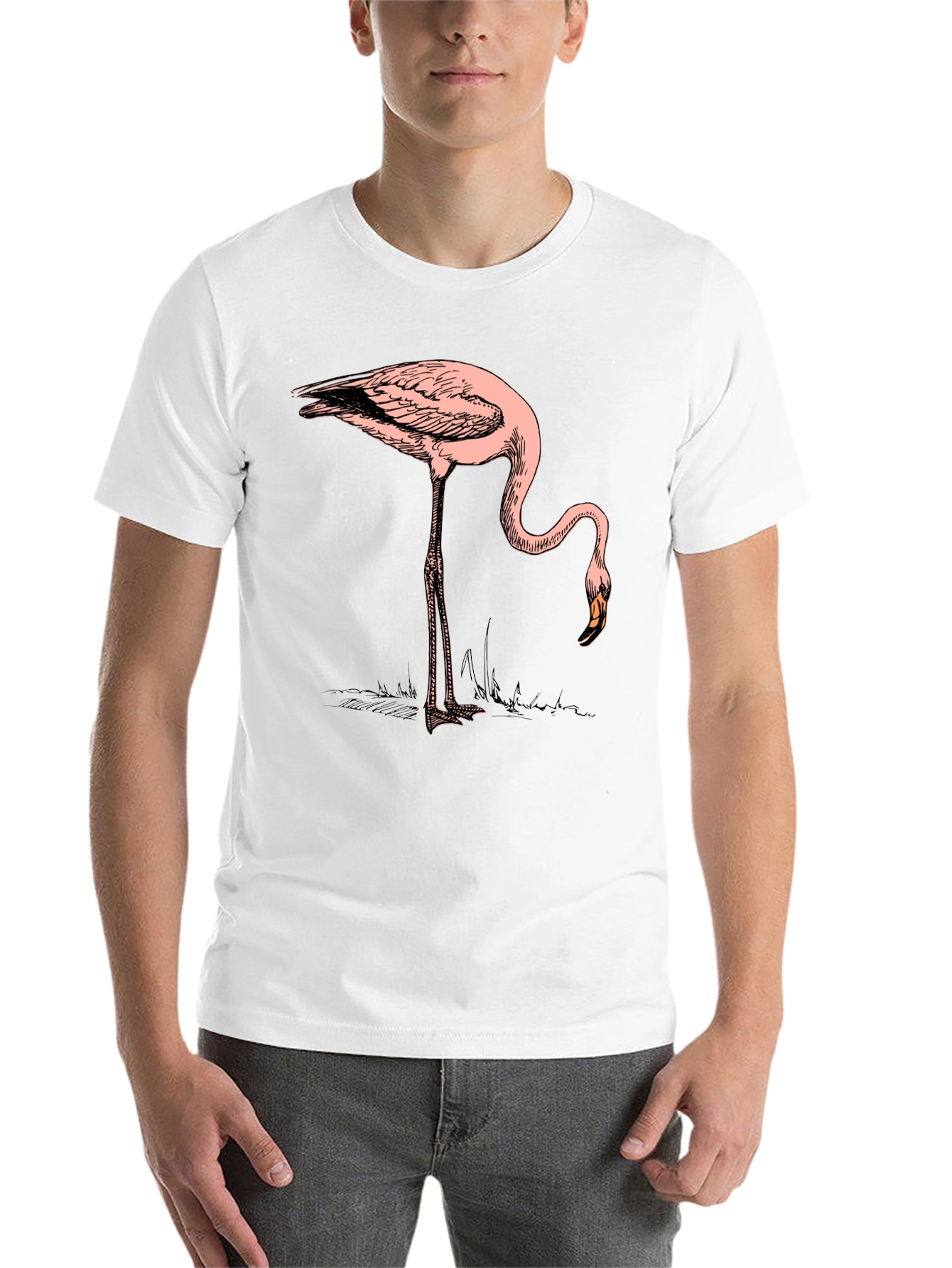 Black Cool Flamingo Graphic Print Black T-Shirt view 14
