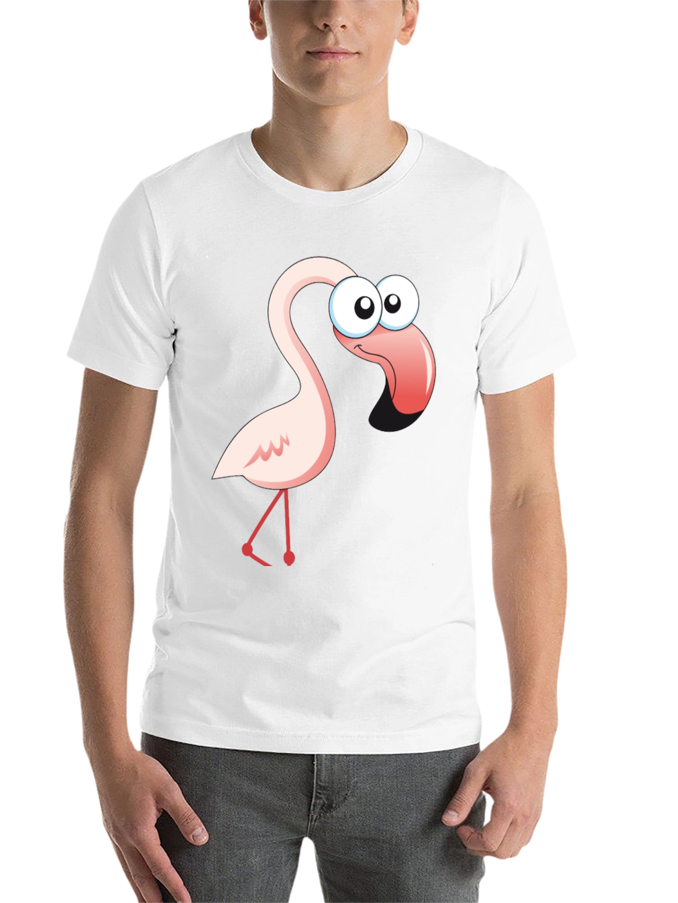 Black Cartoon Flamingo Graphic T-Shirt view 14