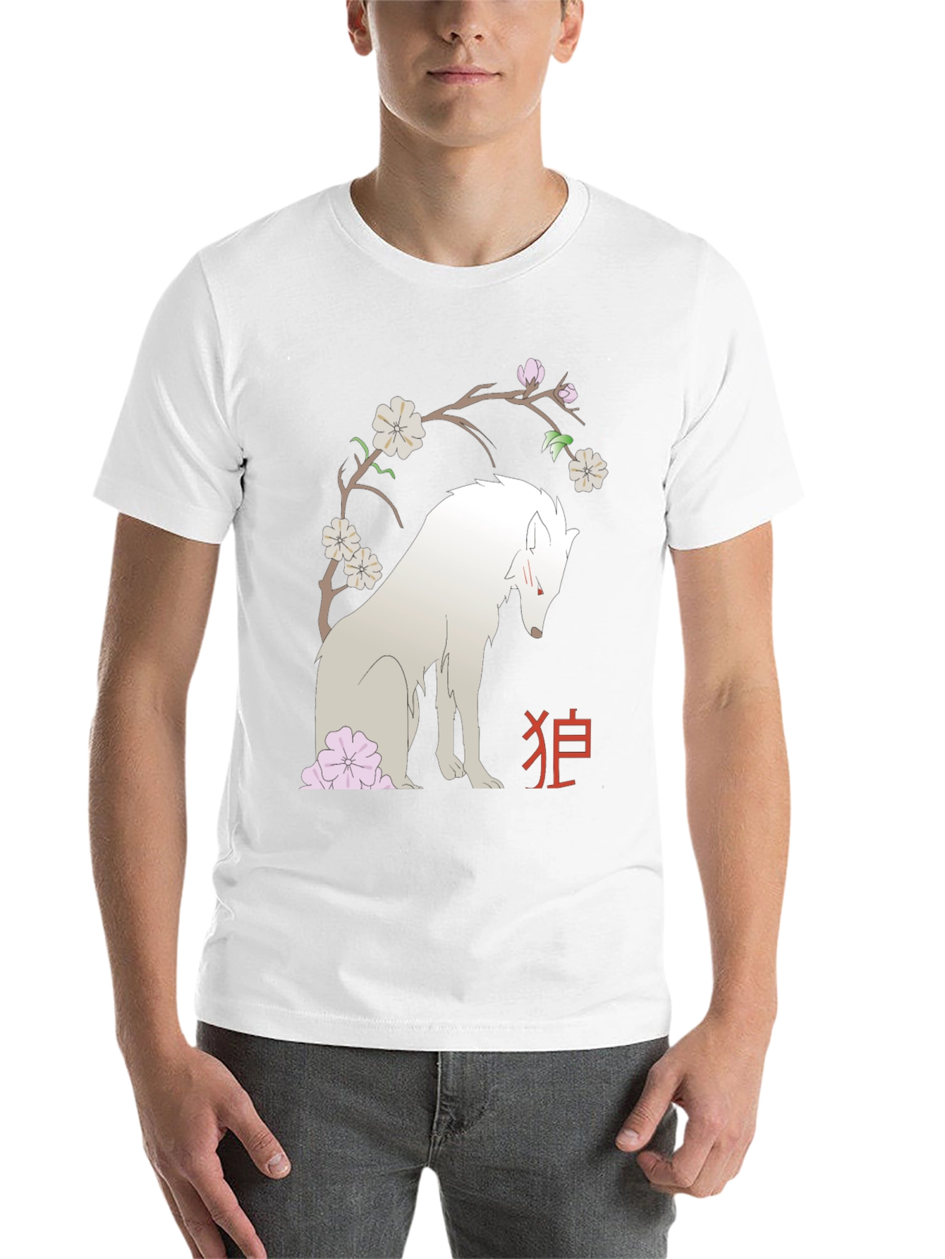 Black Wolf & Cherry Blossom Graphic Tee view 14
