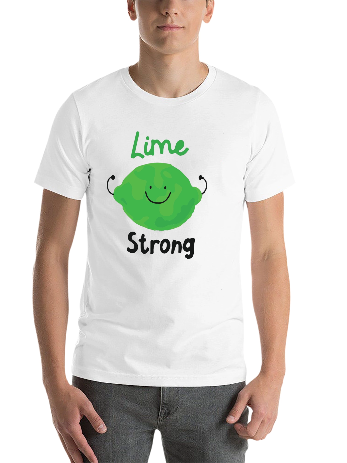 Black Lime Strong Black T-Shirt - Funny Fruit Graphic Tee view 14