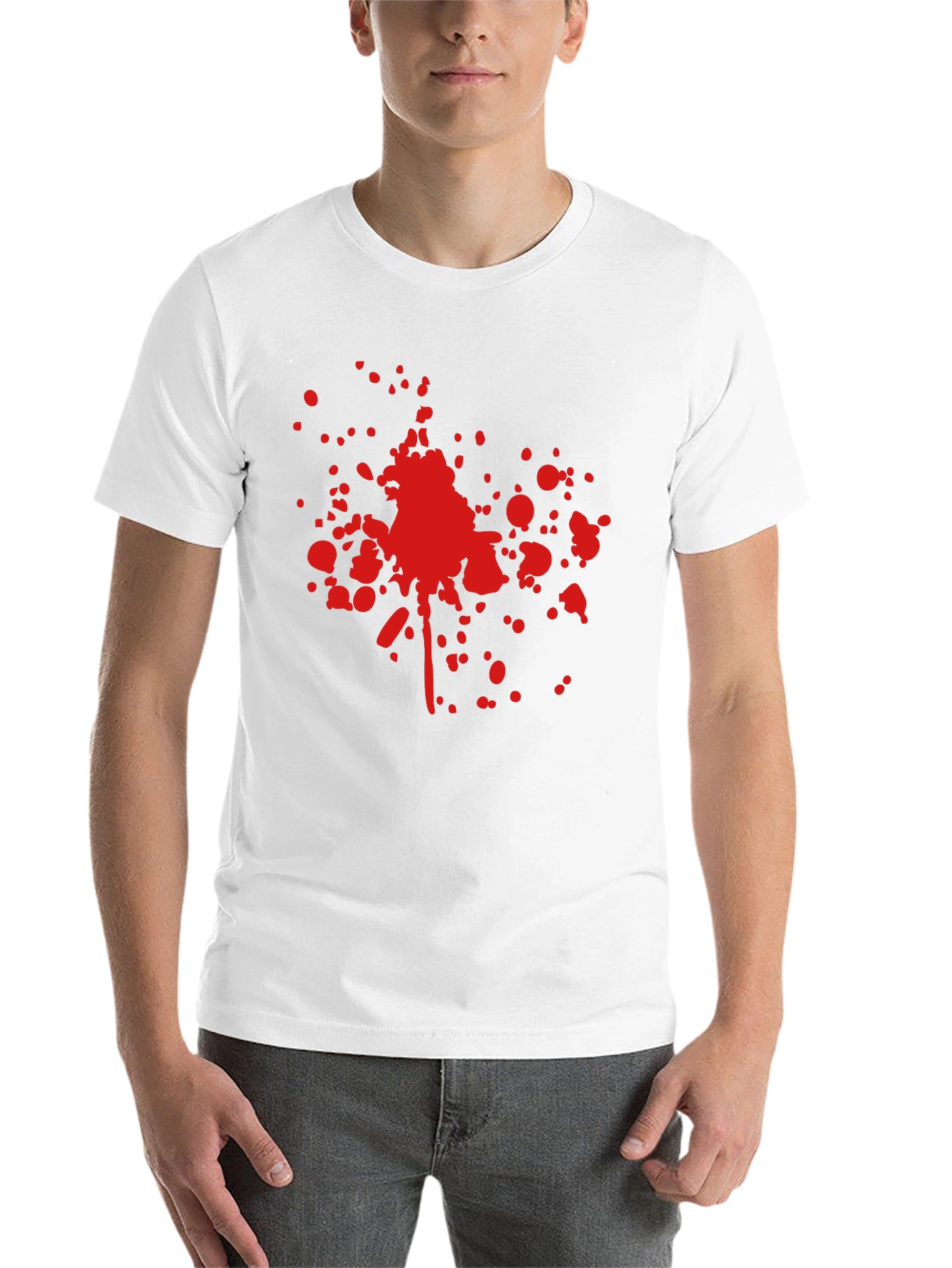 Black Red Splatter Print Black T-Shirt view 14