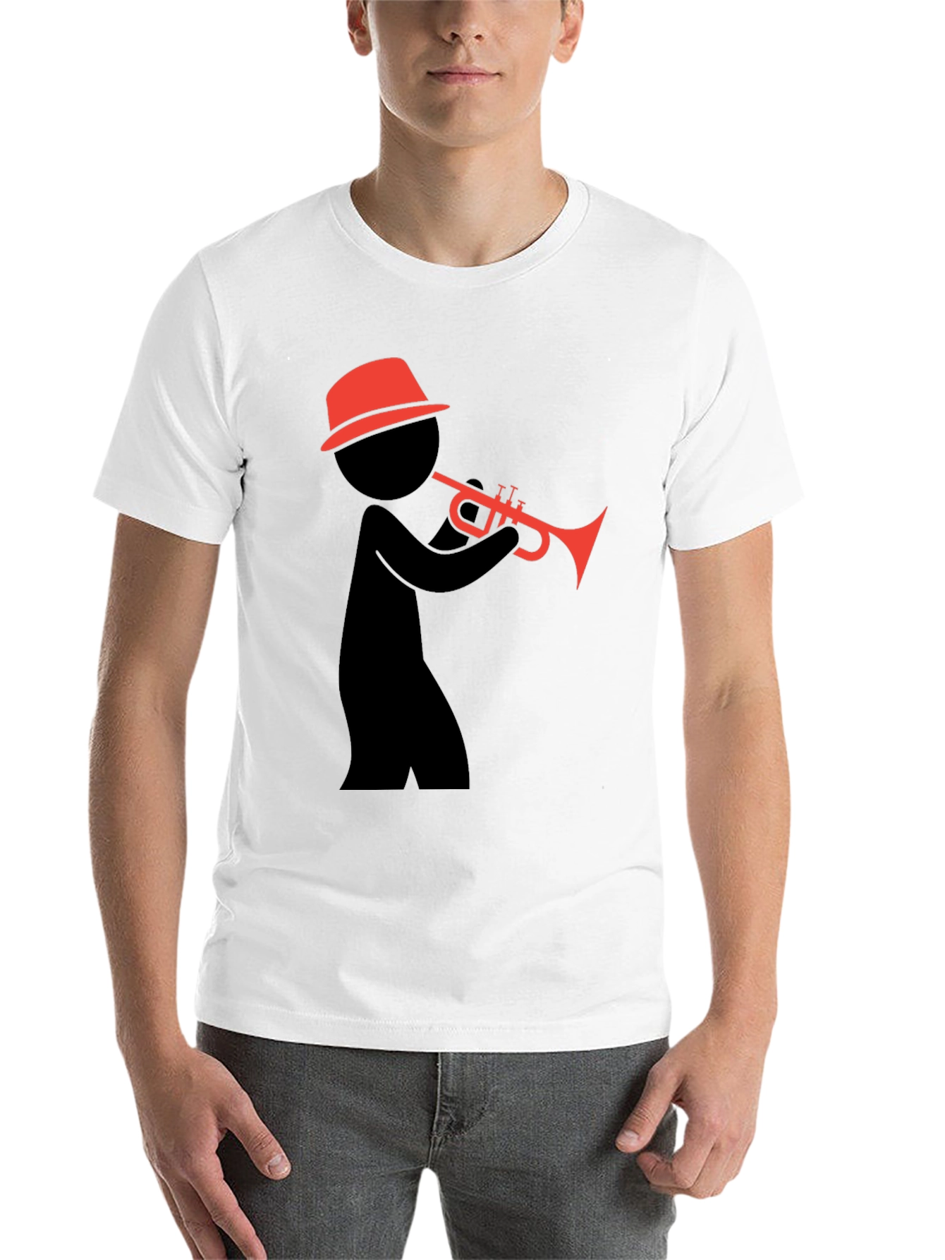 Black Cool Black T-Shirt with Trumpet Player Graphic view 14