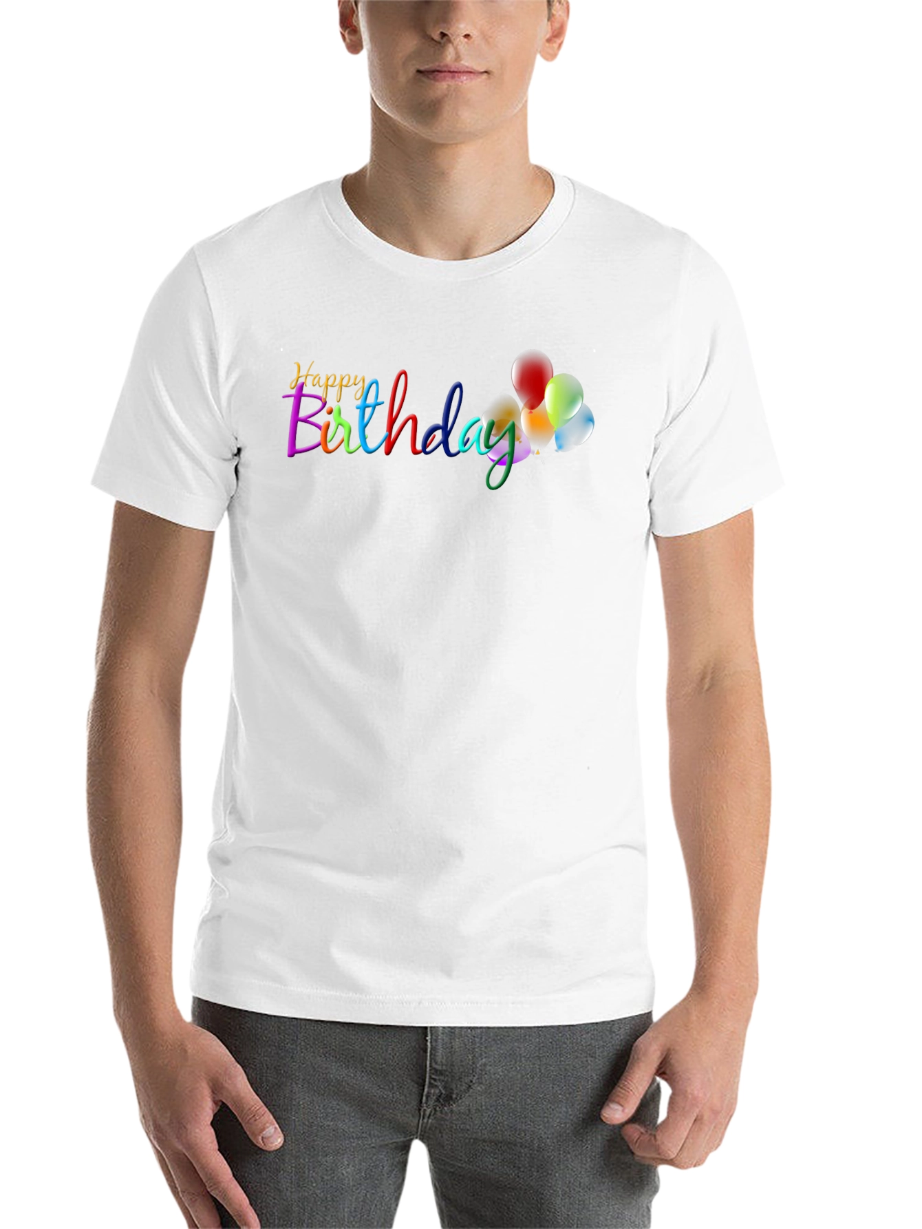 Black Happy Birthday Graphic T-Shirt - Colorful Balloons! view 14