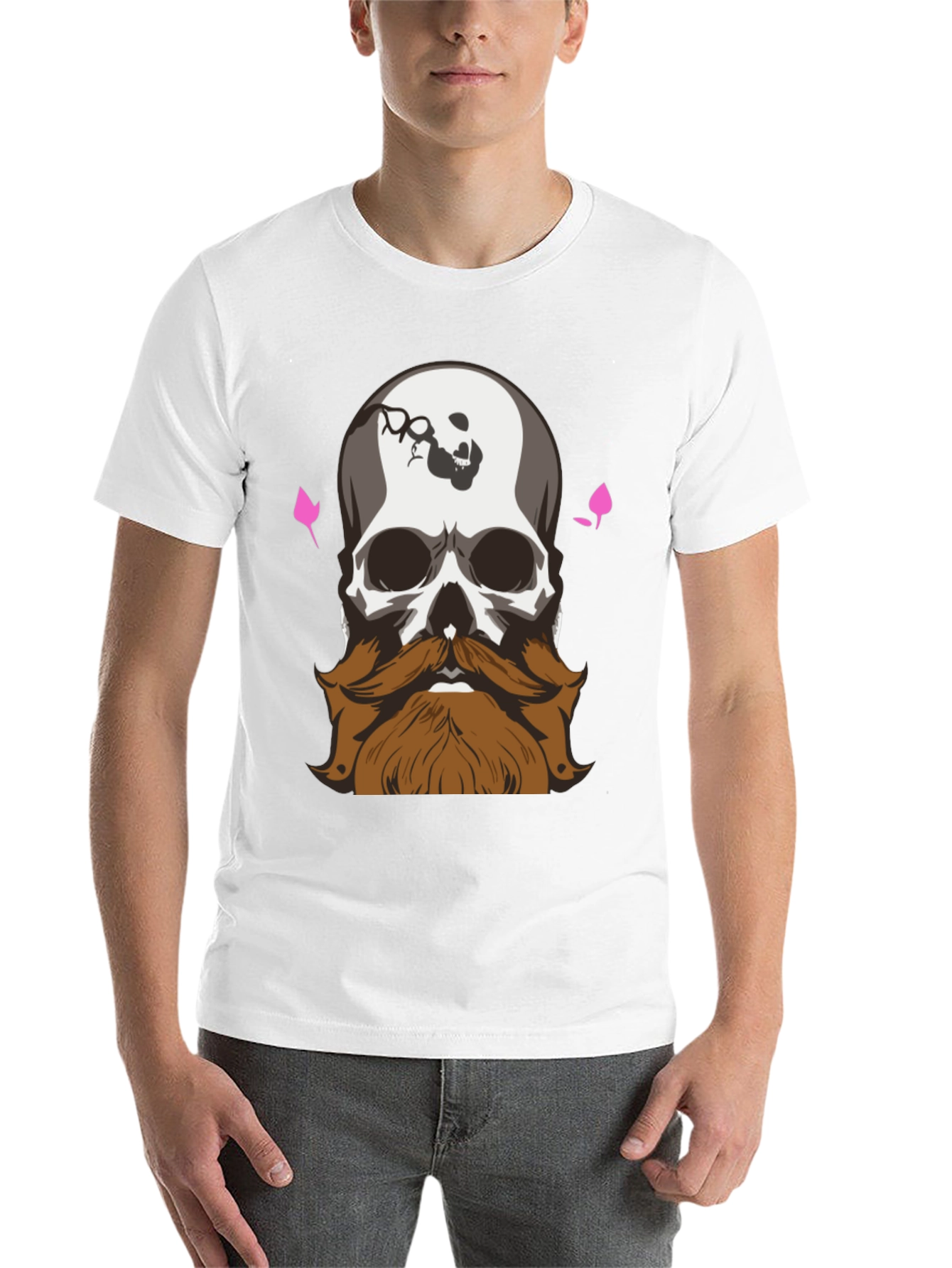 Black Skull and Beard Graphic Print T-Shirt view 14