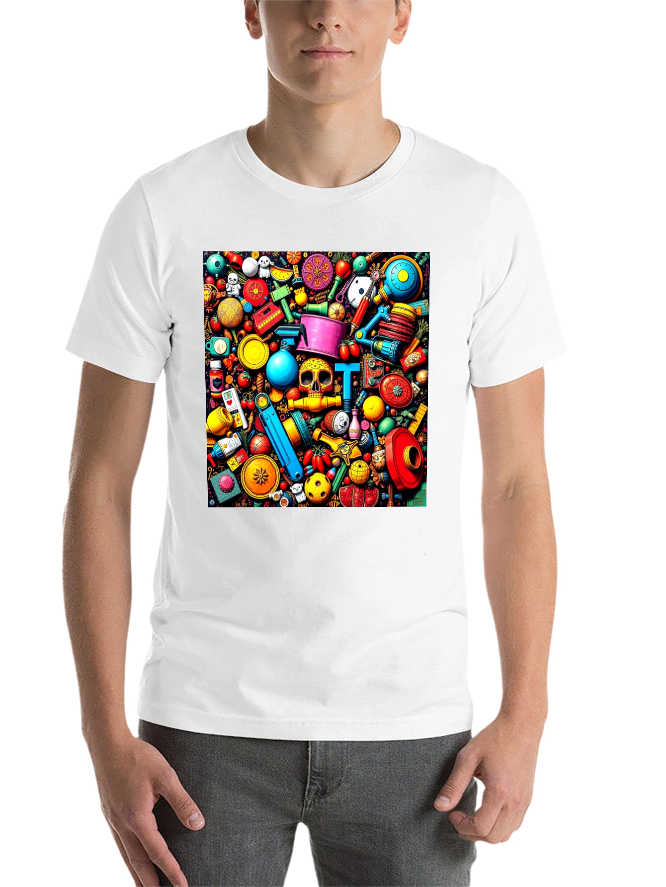 Black Colorful Doodles T-Shirt view 14