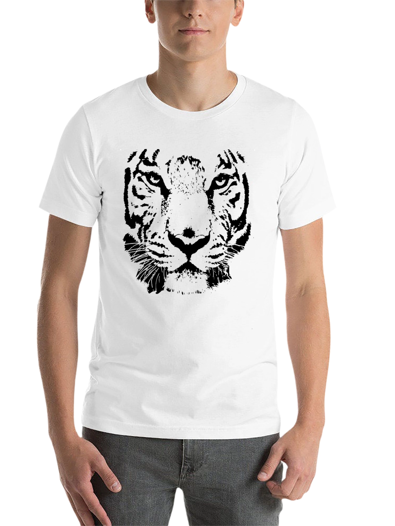 Black Tiger Face Graphic Black T-Shirt view 14