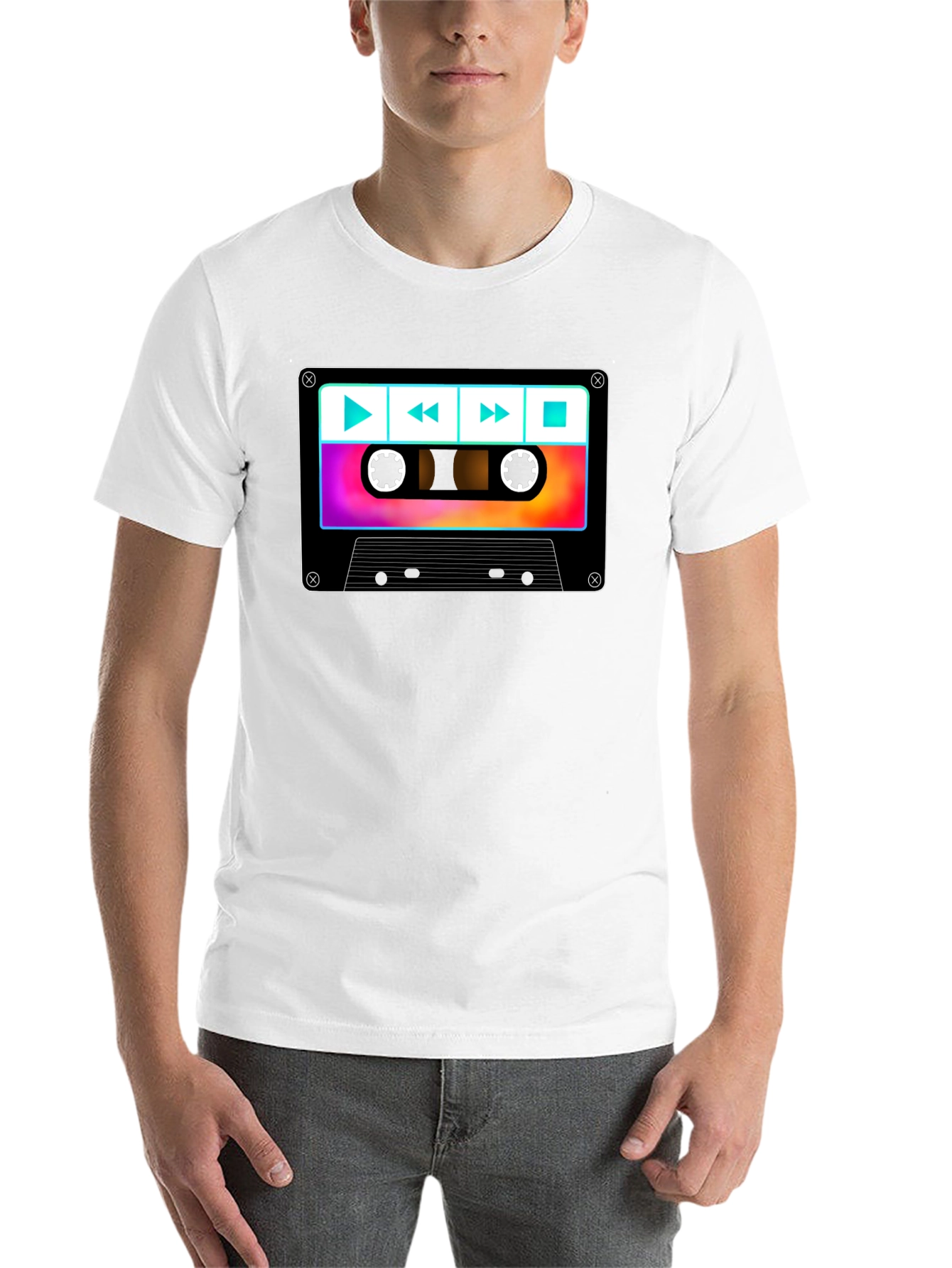 Black Retro Cassette Tape Graphic T-Shirt view 14