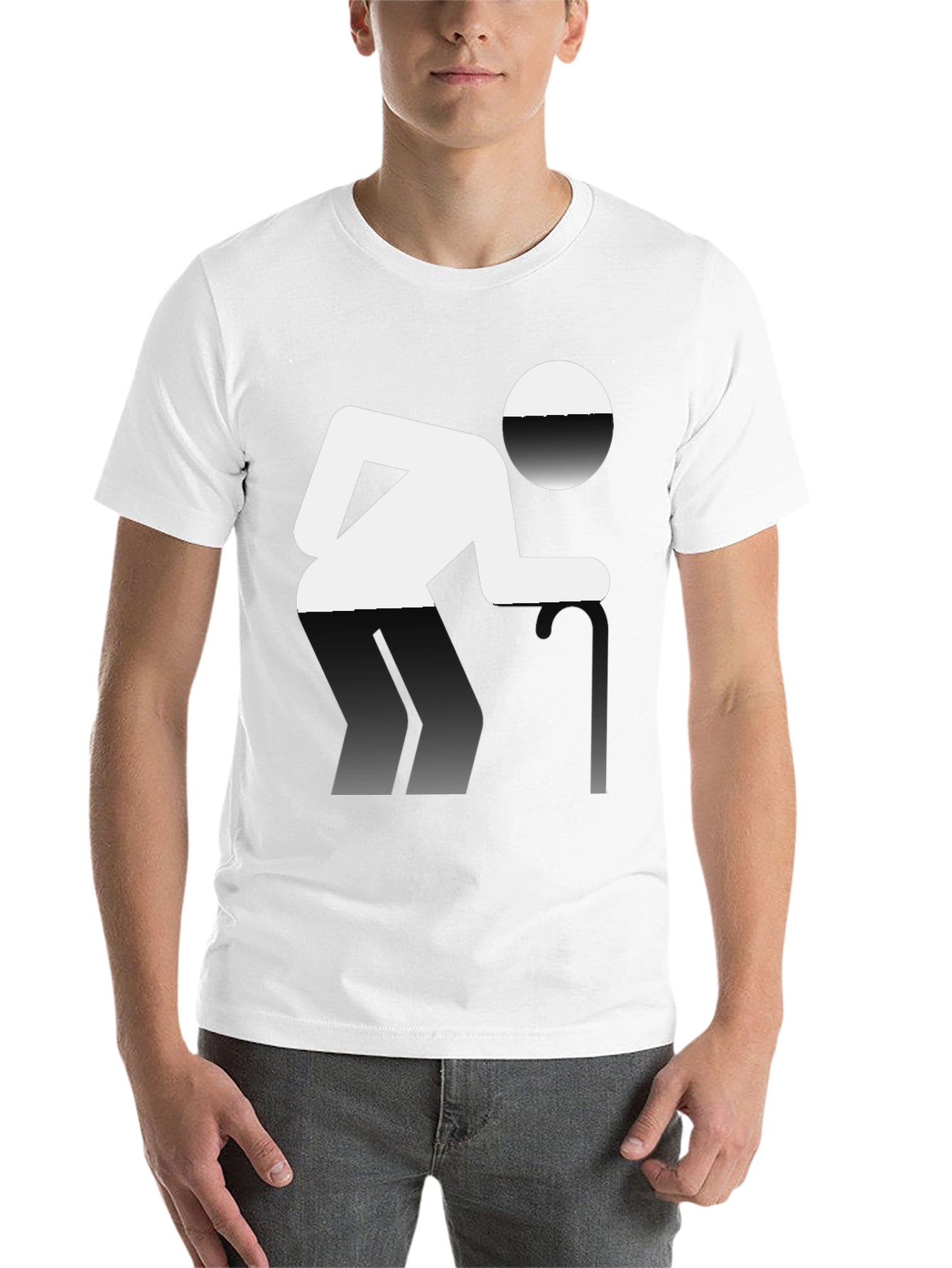 Black Novelty T-Shirt: Funny Pictogram Design, Black Cotton Tee view 14