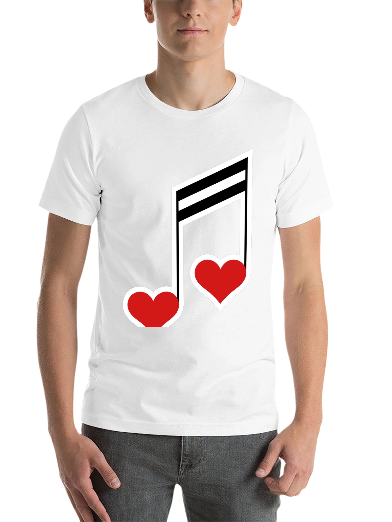 Black Musical Heart Note Graphic Tee - Black Cotton T-Shirt view 14