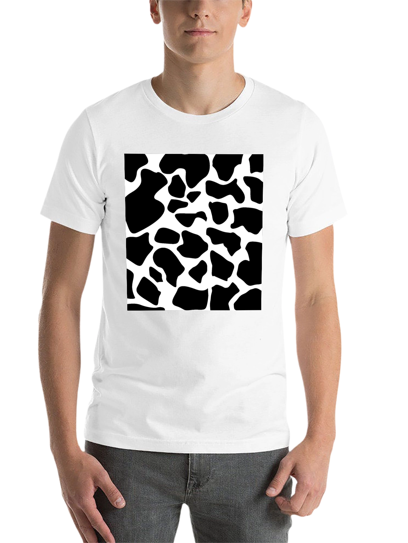 Black Cow Print Graphic Black T-Shirt view 14