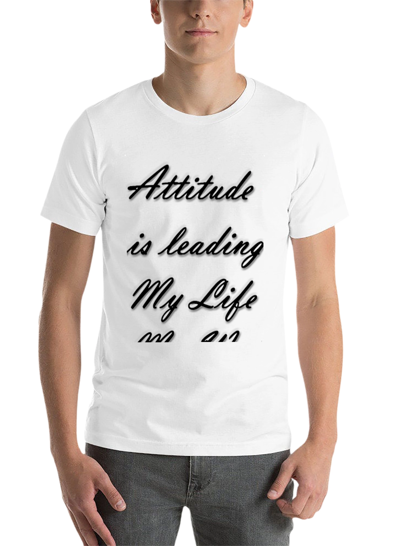 Black Attitude Is Leading My Life Embossed T-Shirt view 14