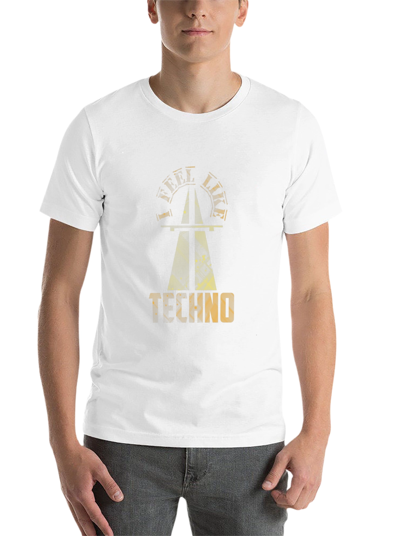 Black Golden Techno Graphic Black T-Shirt view 14