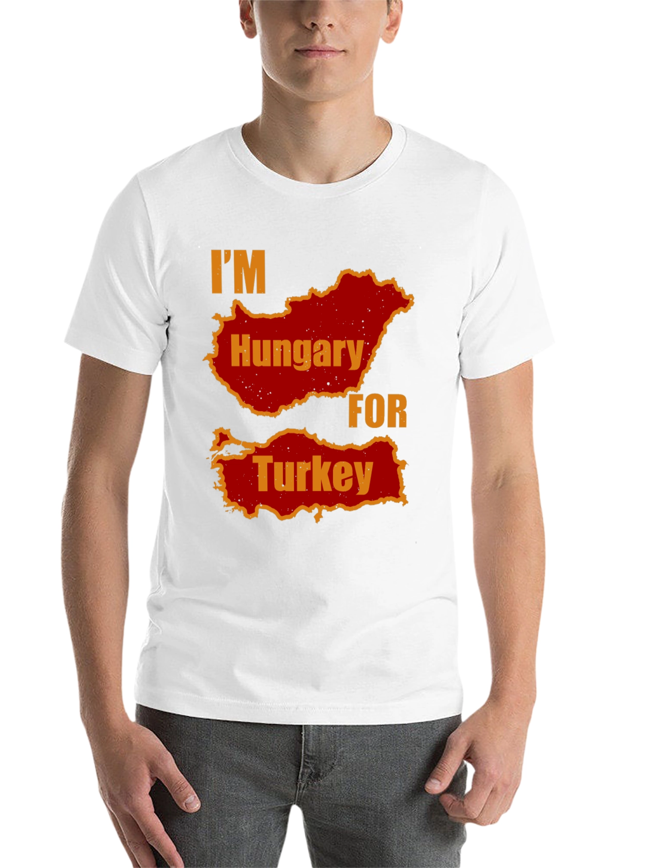 Black I'm Hungary For Turkey Men's Black T-Shirt view 14