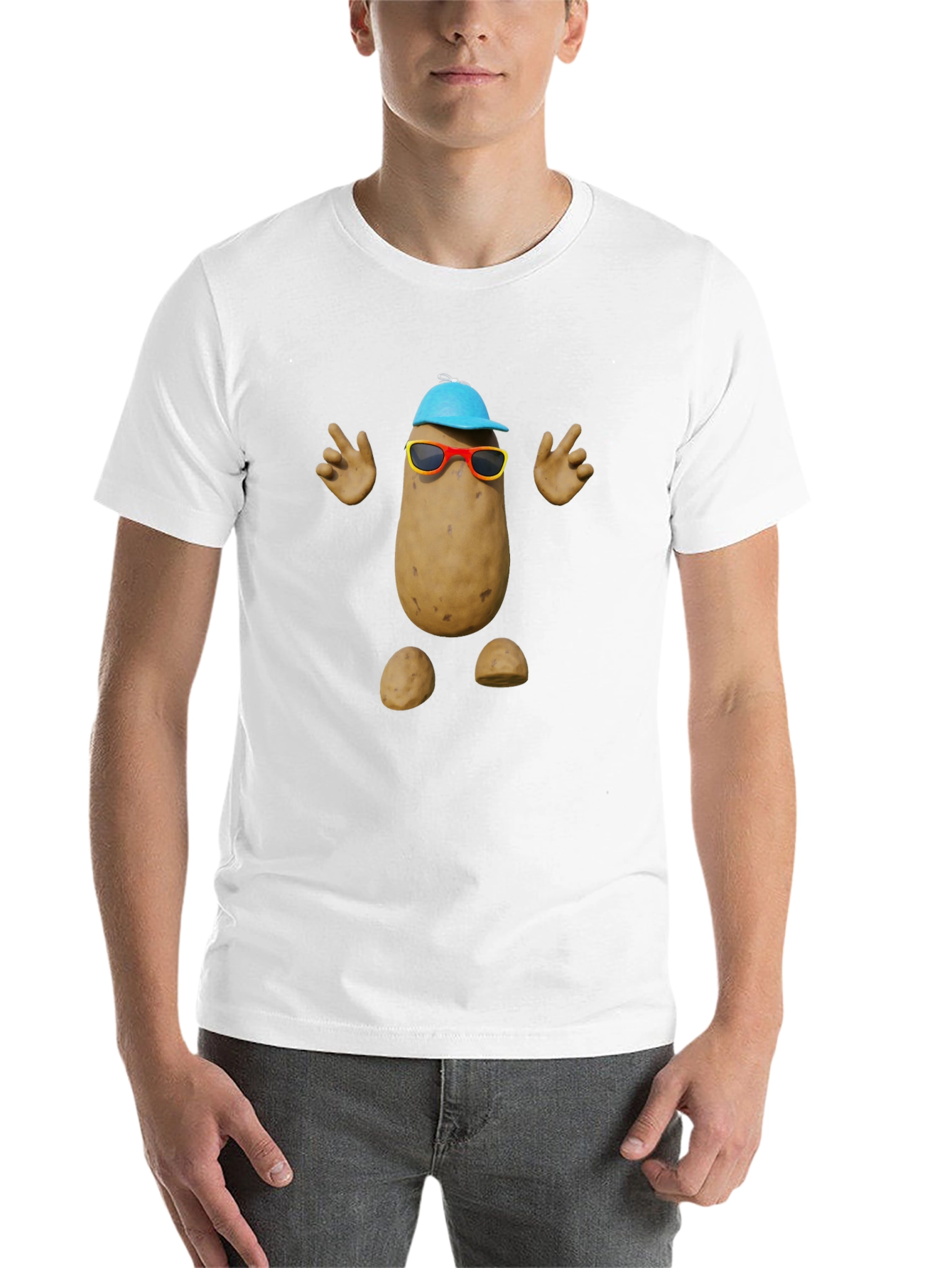 Black Funny Potato Graphic Tee - Quirky Humor T-Shirt view 14