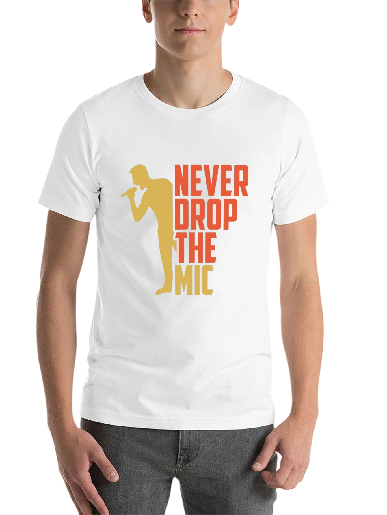 Black Never Drop The Mic Graphic Tee - Black Cotton T-Shirt view 14