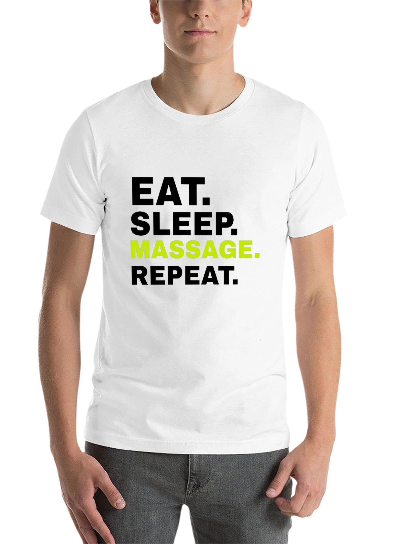 Black Eat Sleep Massage Repeat T-Shirt - Black Cotton Tee view 14