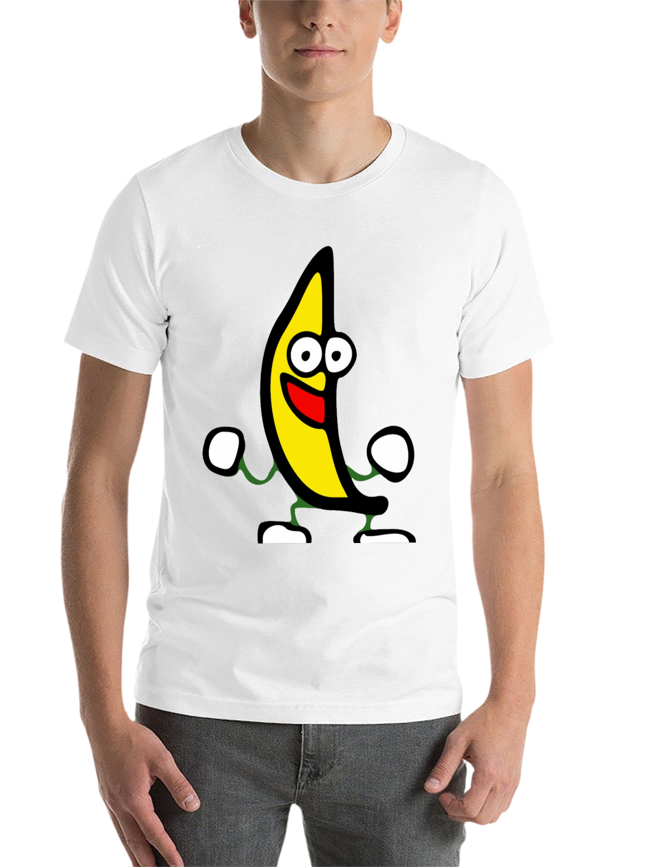 Black Funny Banana Cartoon Graphic Black T-Shirt view 14
