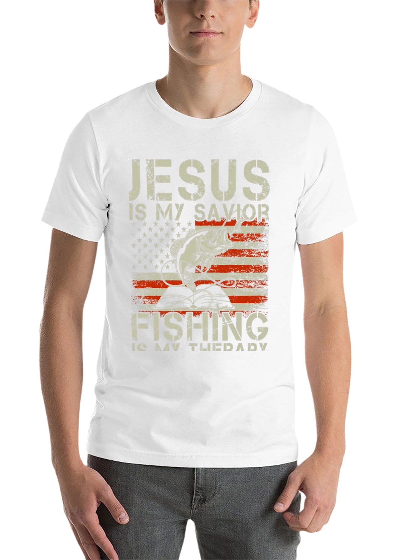 Jesus Is My Savior Fishing Is My Therapy T-Shirt - 14