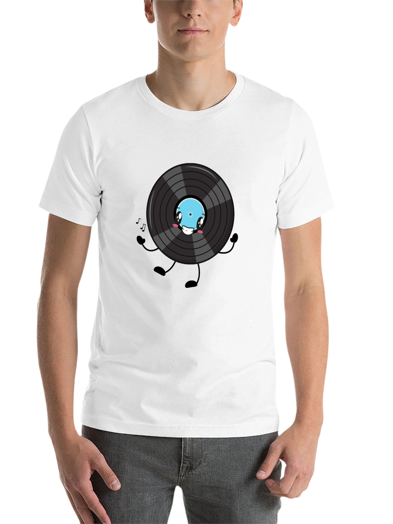 Black Cartoon Vinyl Record Graphic Tee view 14