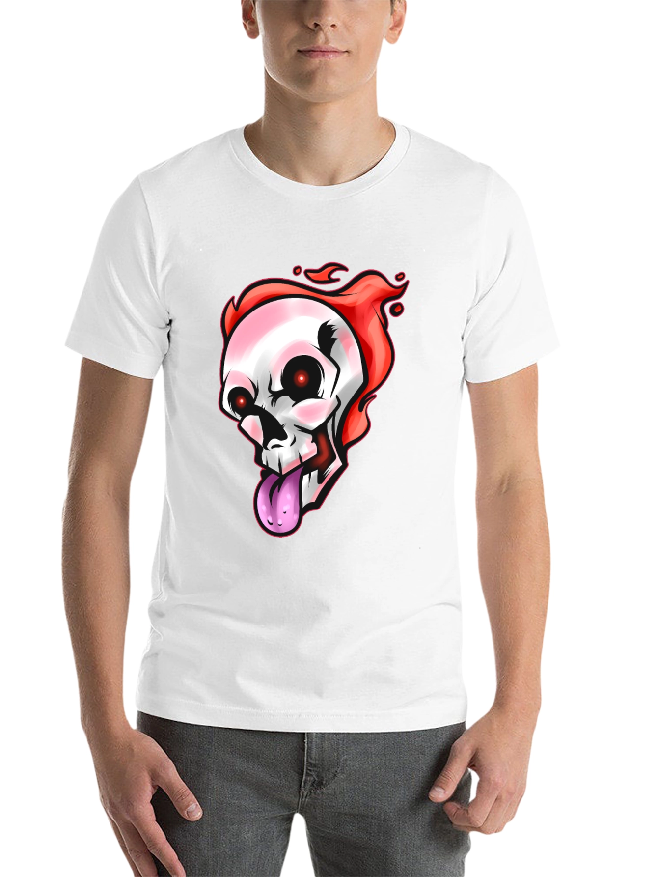 Black Flaming Skull Graphic Tee - Men's Black T-Shirt view 14