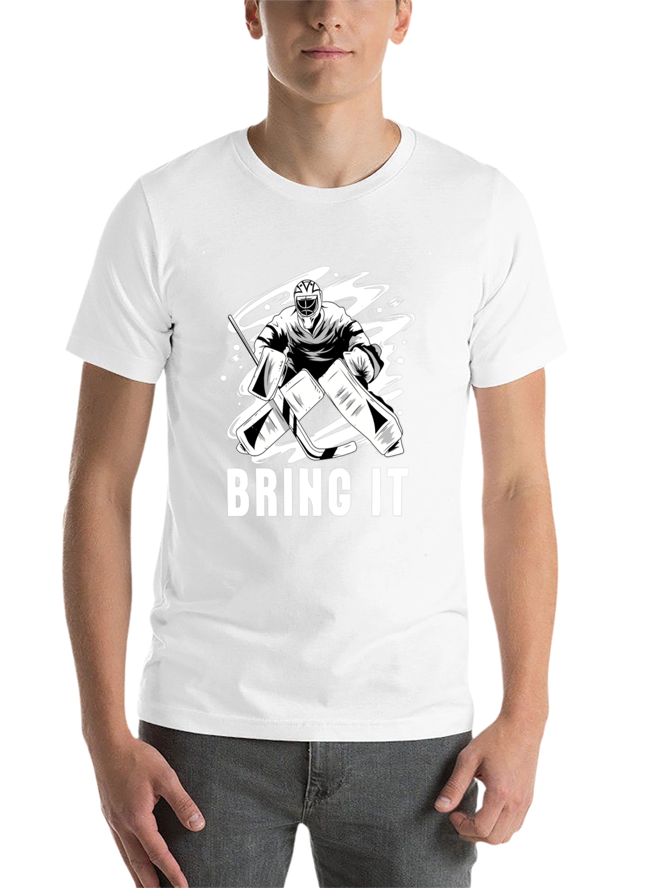 Black Hockey Goalie T-Shirt - Bring It Design view 14