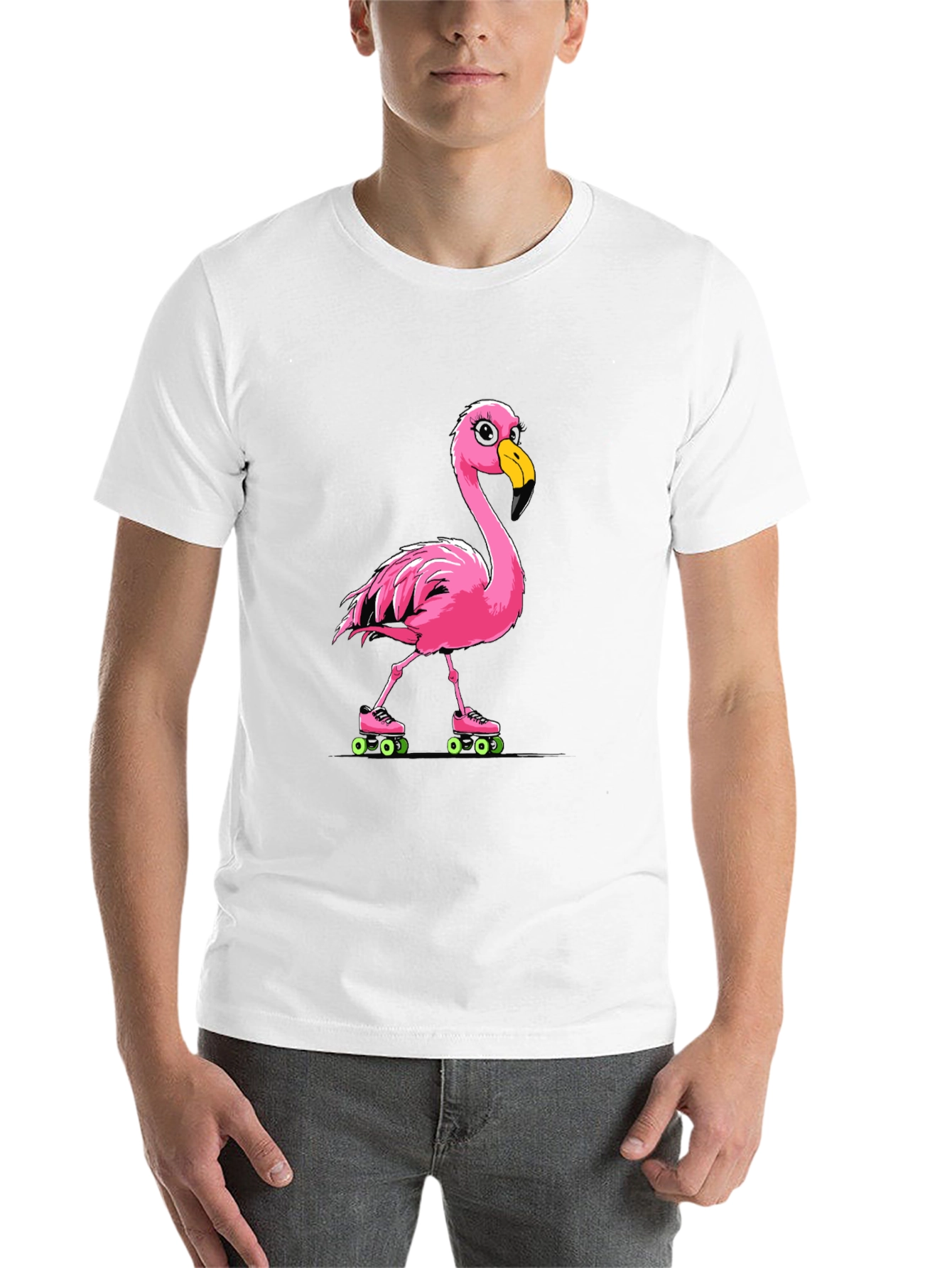 Black Flamingo Roller Skate T-Shirt view 14