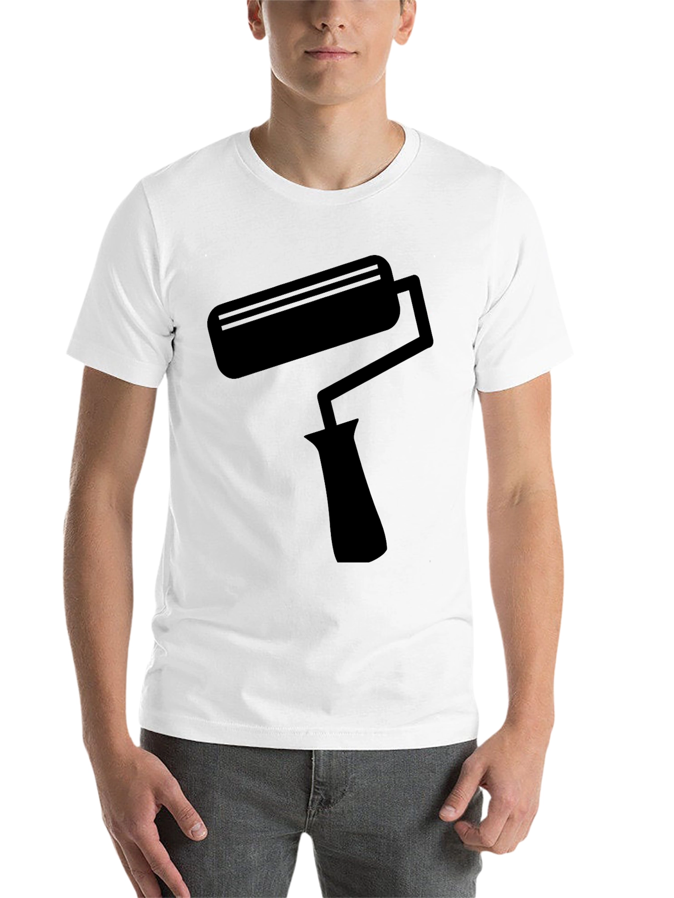 Black Painter's Roller T-Shirt - Black Crew Neck Tee view 14