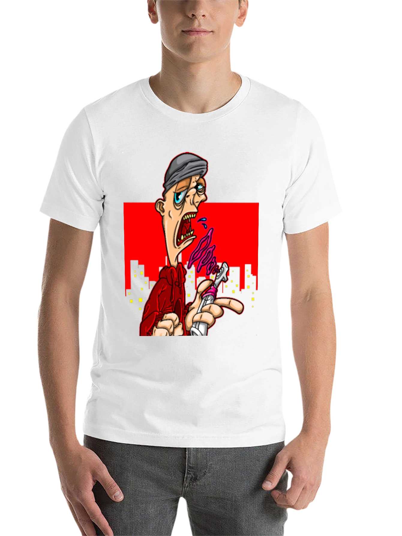Black Edgy Cartoon Graphic T-Shirt - Urban Style view 14