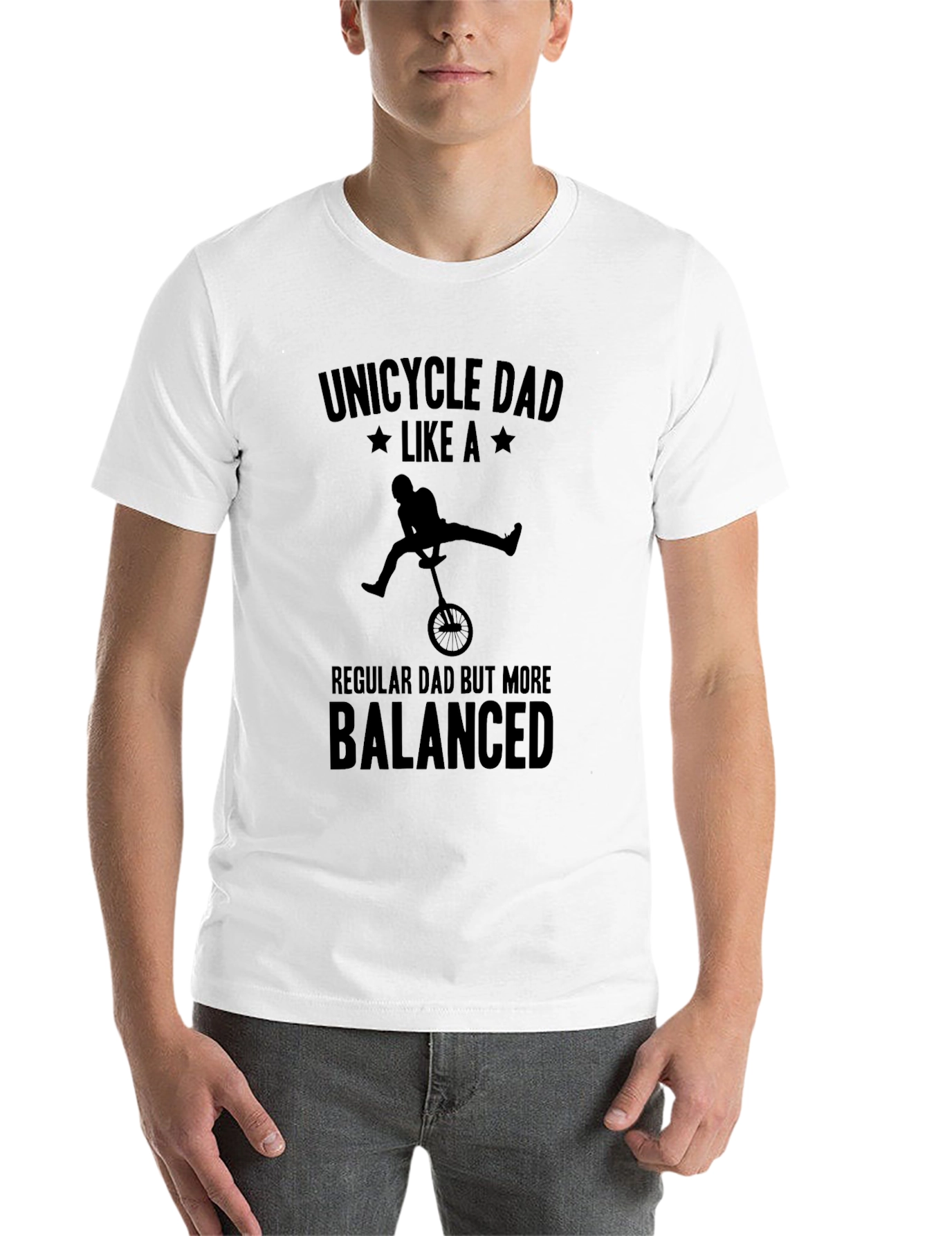 Black Unicycle Dad T-Shirt - Balanced Dad Tee view 14