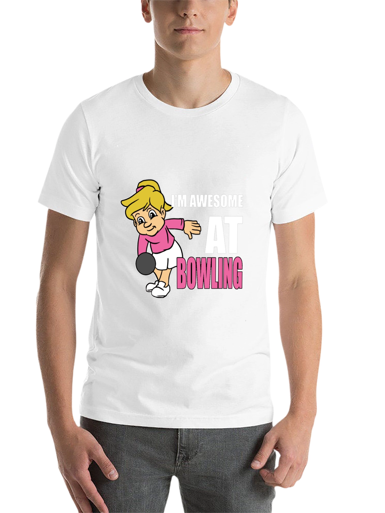 Black Awesome Bowler T-Shirt - Cartoon Girl Bowling Design view 14