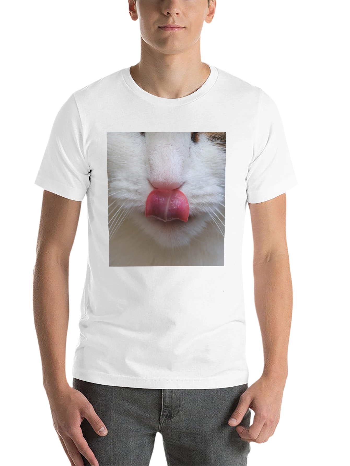 Black Funny Cat Tongue T-Shirt - Black Graphic Tee view 14