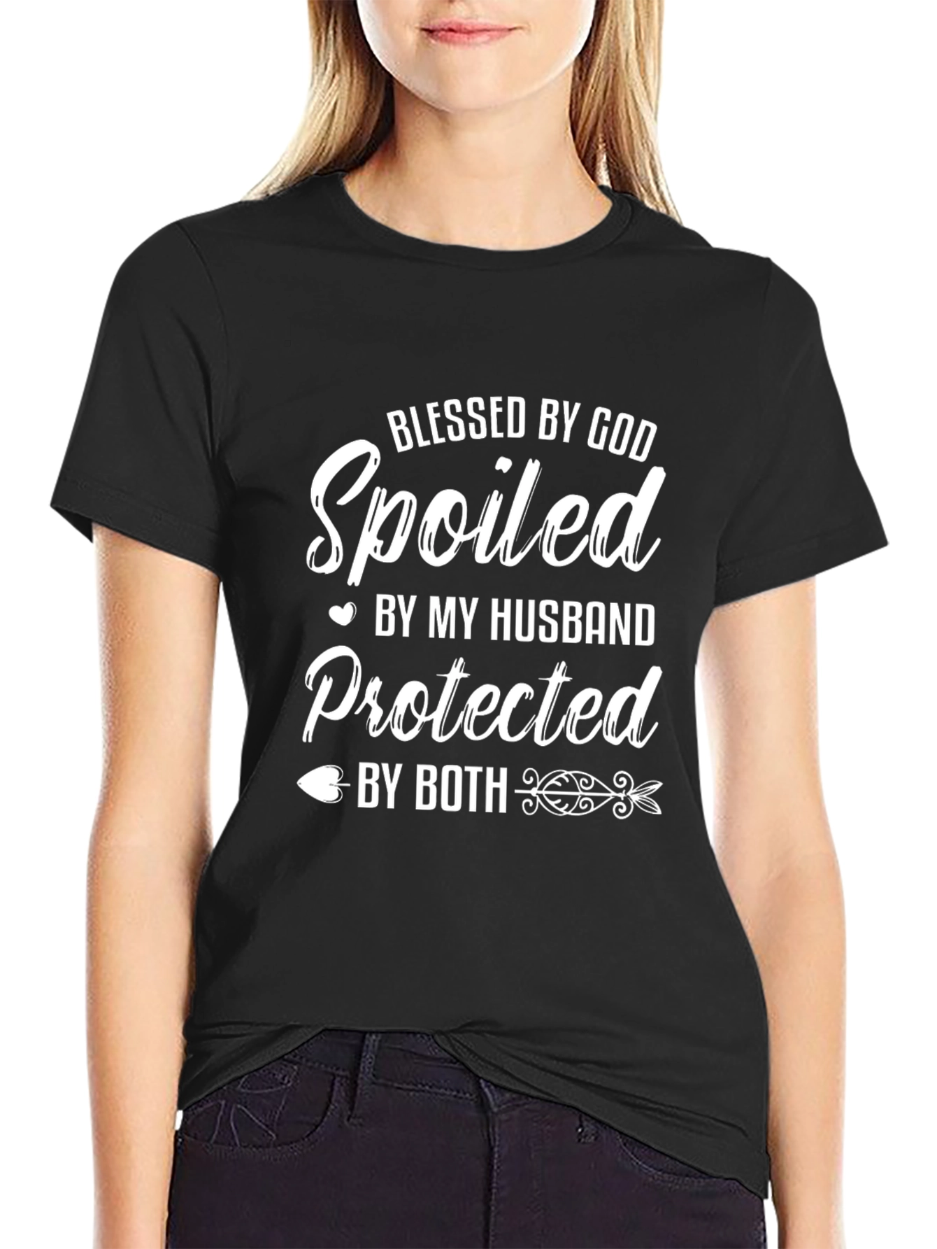 Black Blessed Spoiled Protected T-Shirt Husband Gift view 2