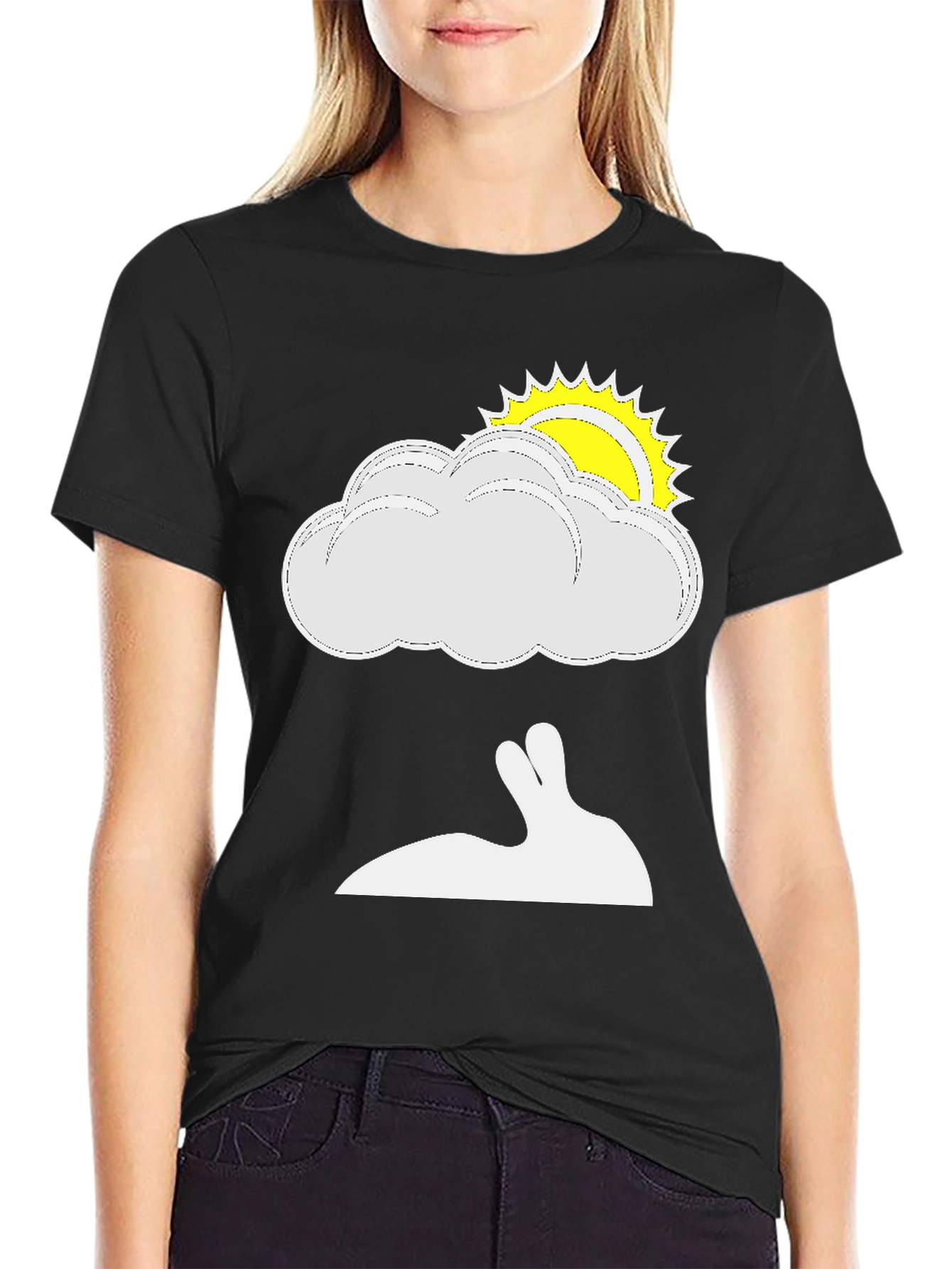 Black Cloud & Rabbit Graphic Tee view 2