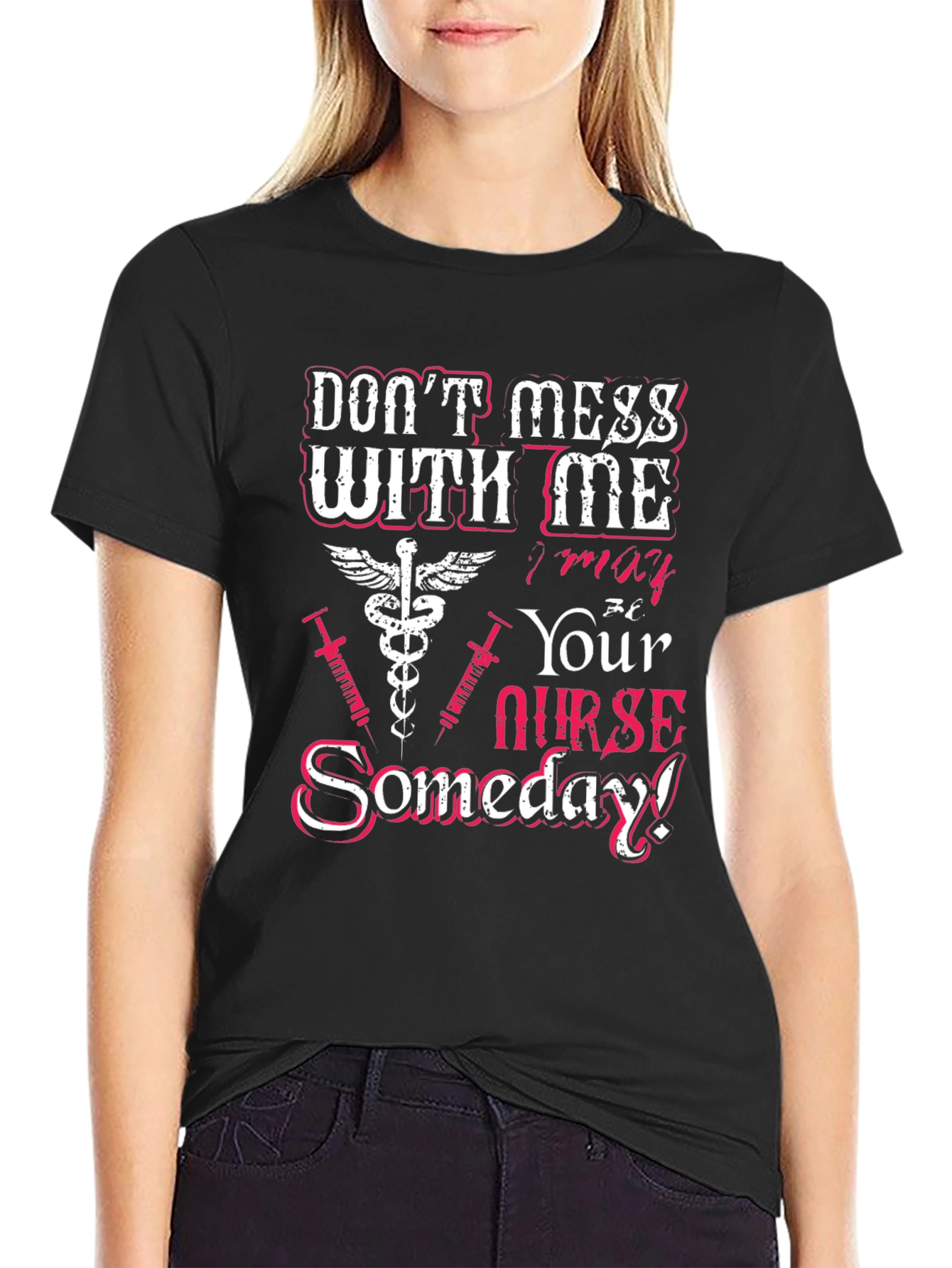 Black Don't Mess With Me Nurse T-Shirt view 2