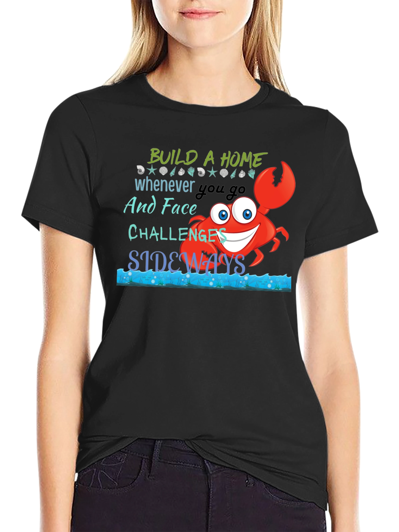 Black Build A Home Crab Graphic T-Shirt view 2