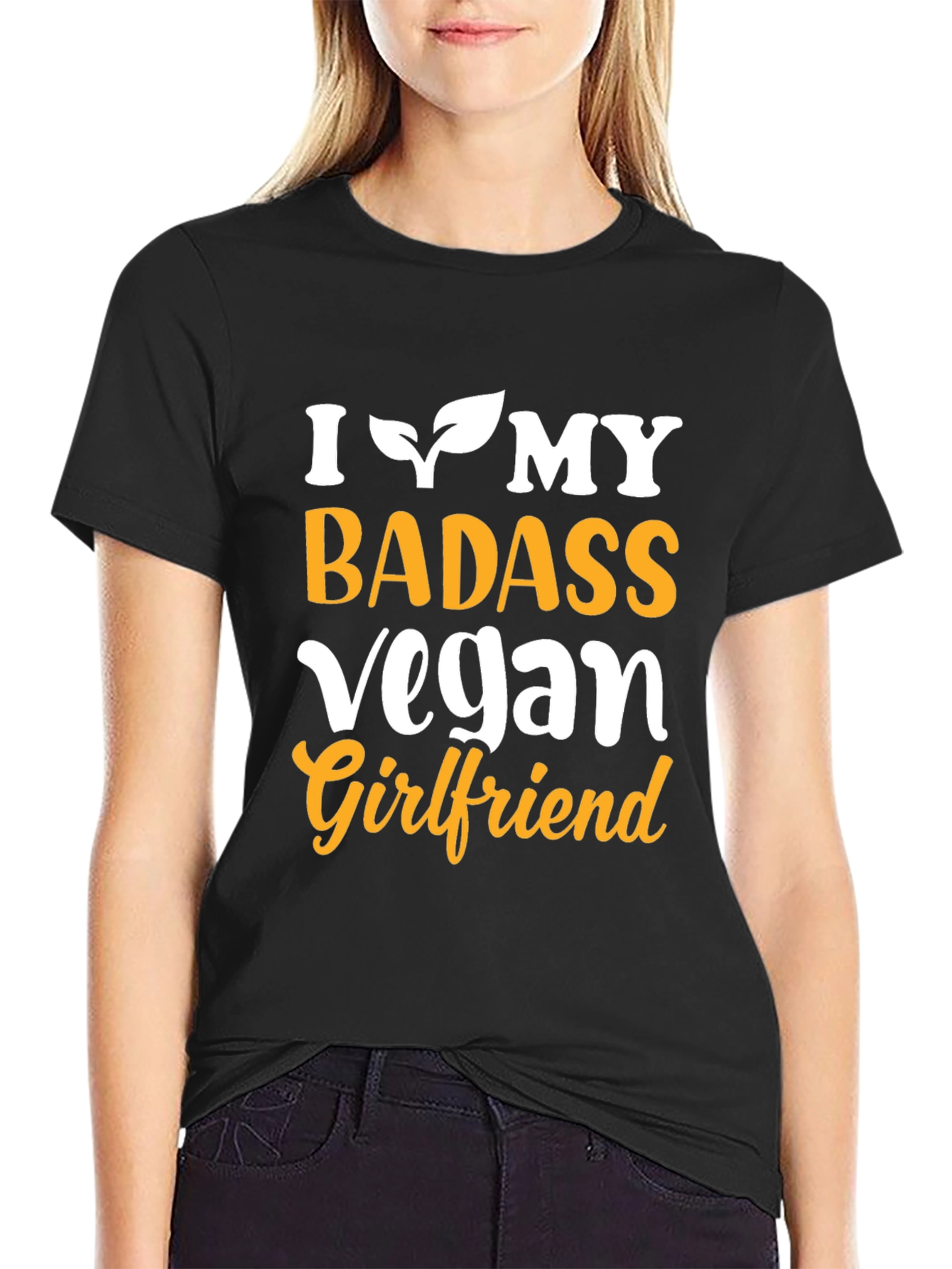 Black I Heart My Badass Vegan Girlfriend Graphic Tee view 2