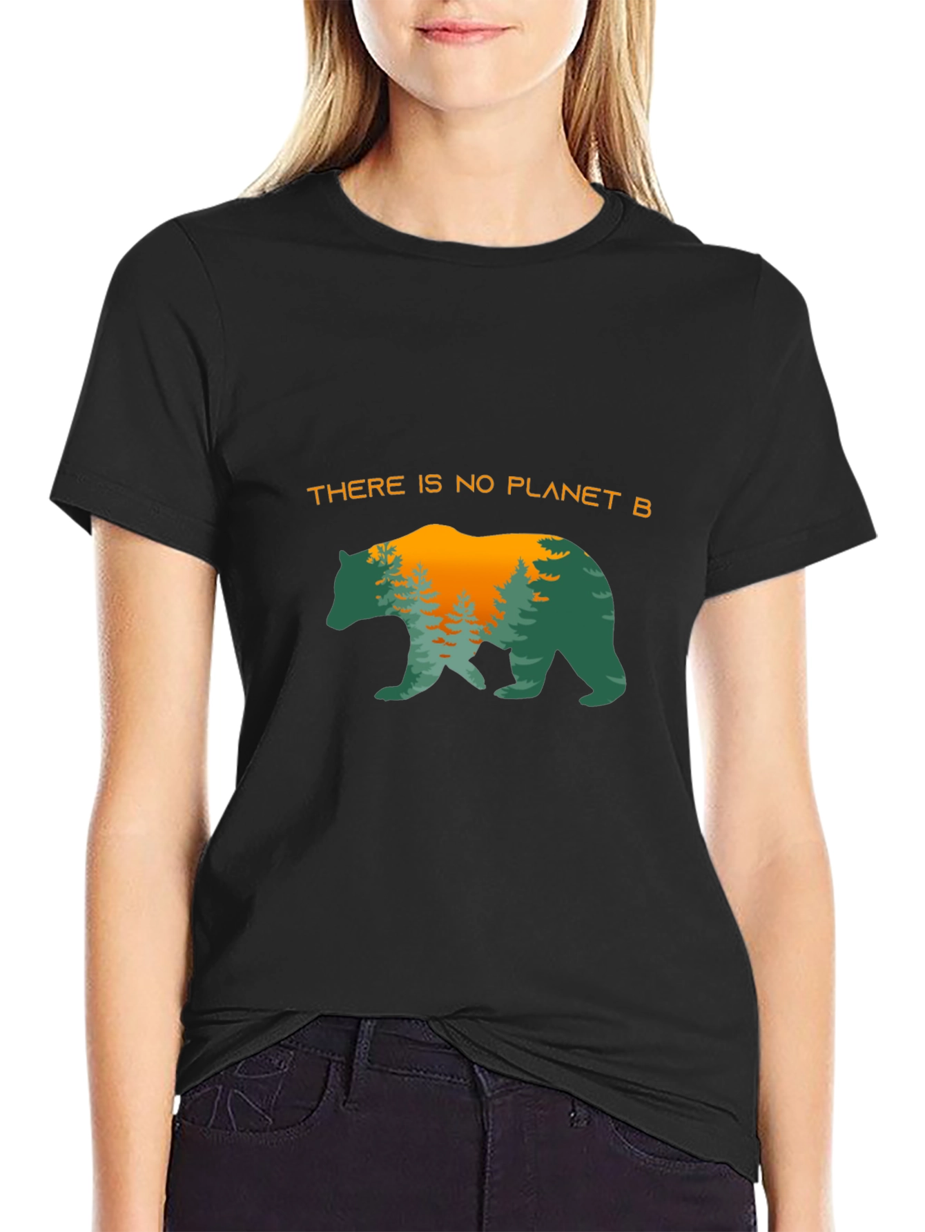Black There is No Planet B Bear Graphic Tee view 2