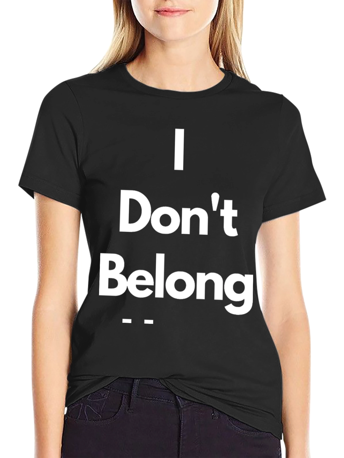 Black I Don't Belong Graphic Tee - Casual Comfort view 2