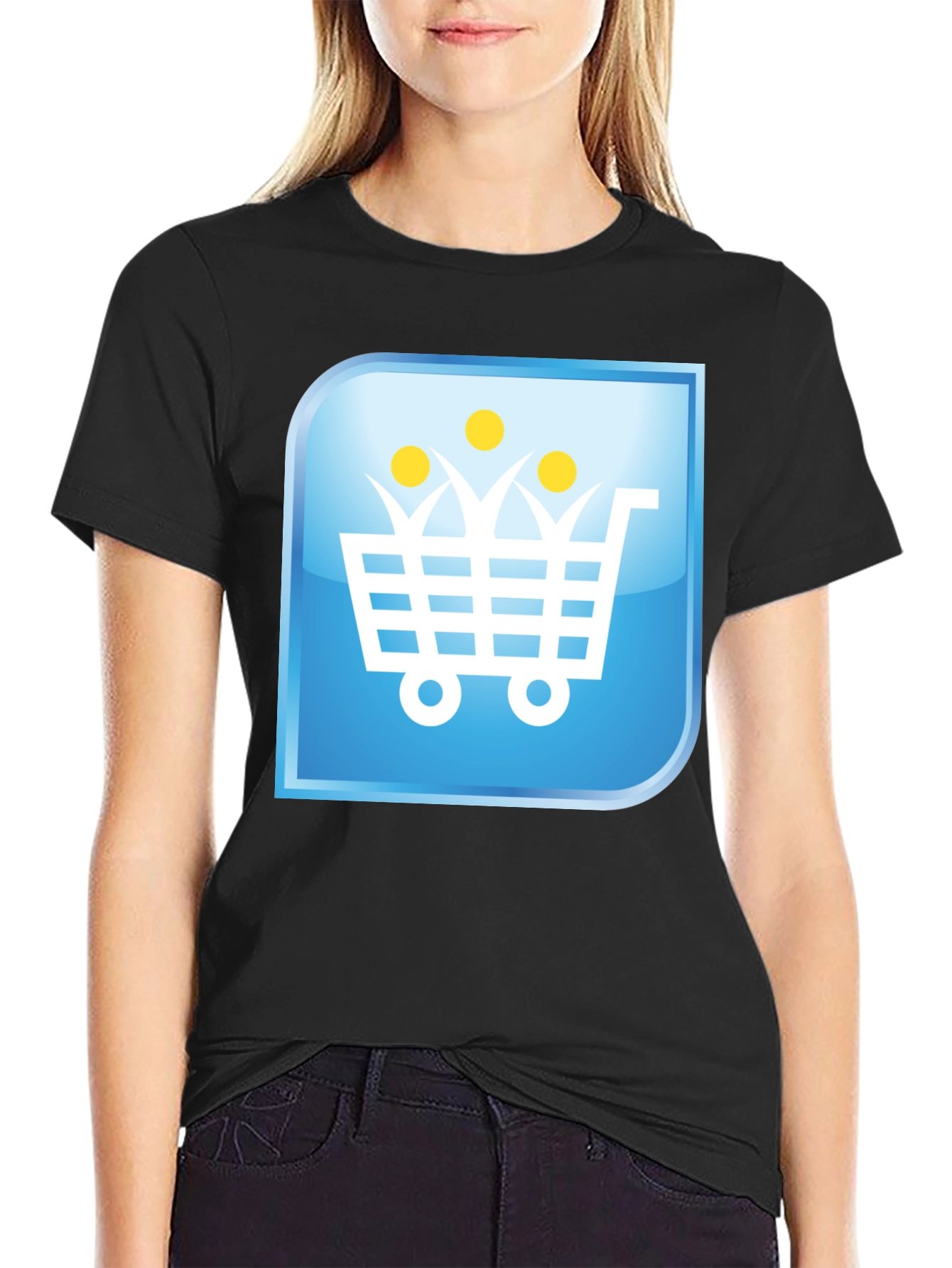 Black Shopping Cart People Black T-Shirt view 2