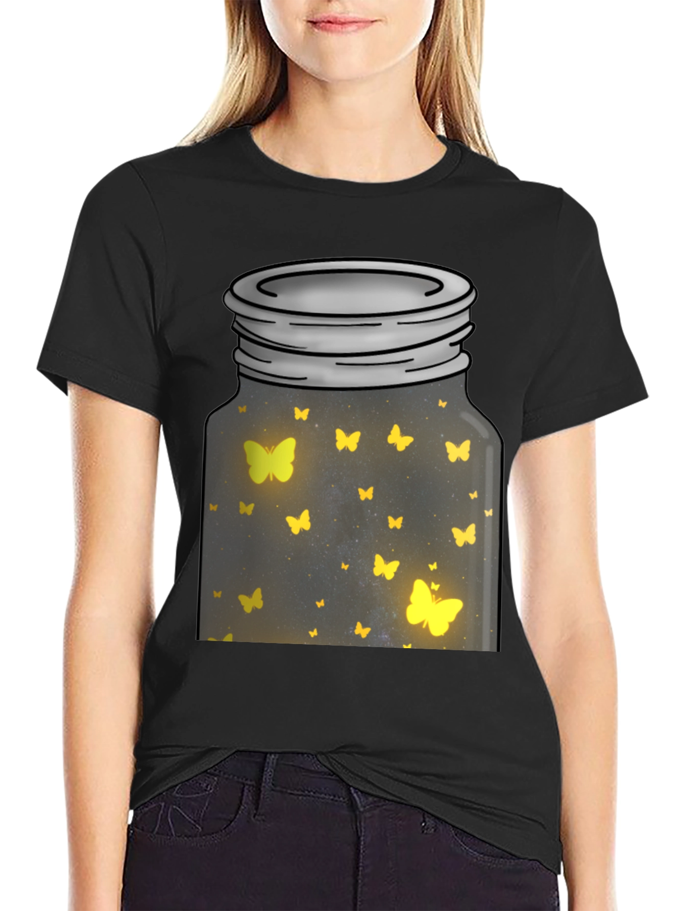 Black Butterfly Jar Graphic Tee view 2