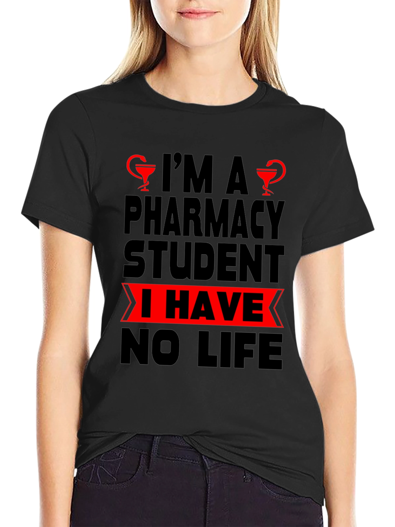 Black Pharmacy Student No Life Graphic T-Shirt view 2