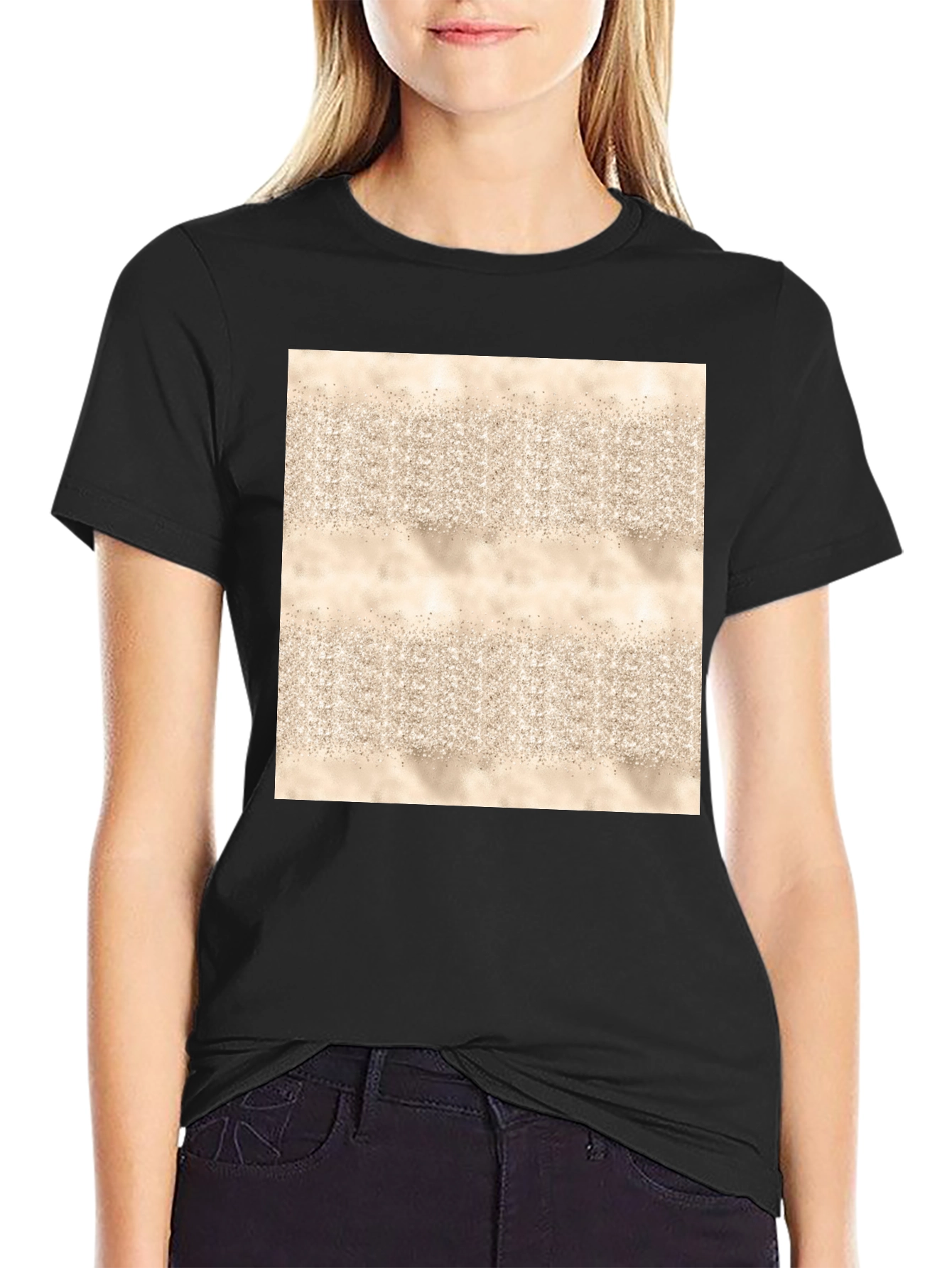 Black Abstract Pattern Black T-Shirt view 2