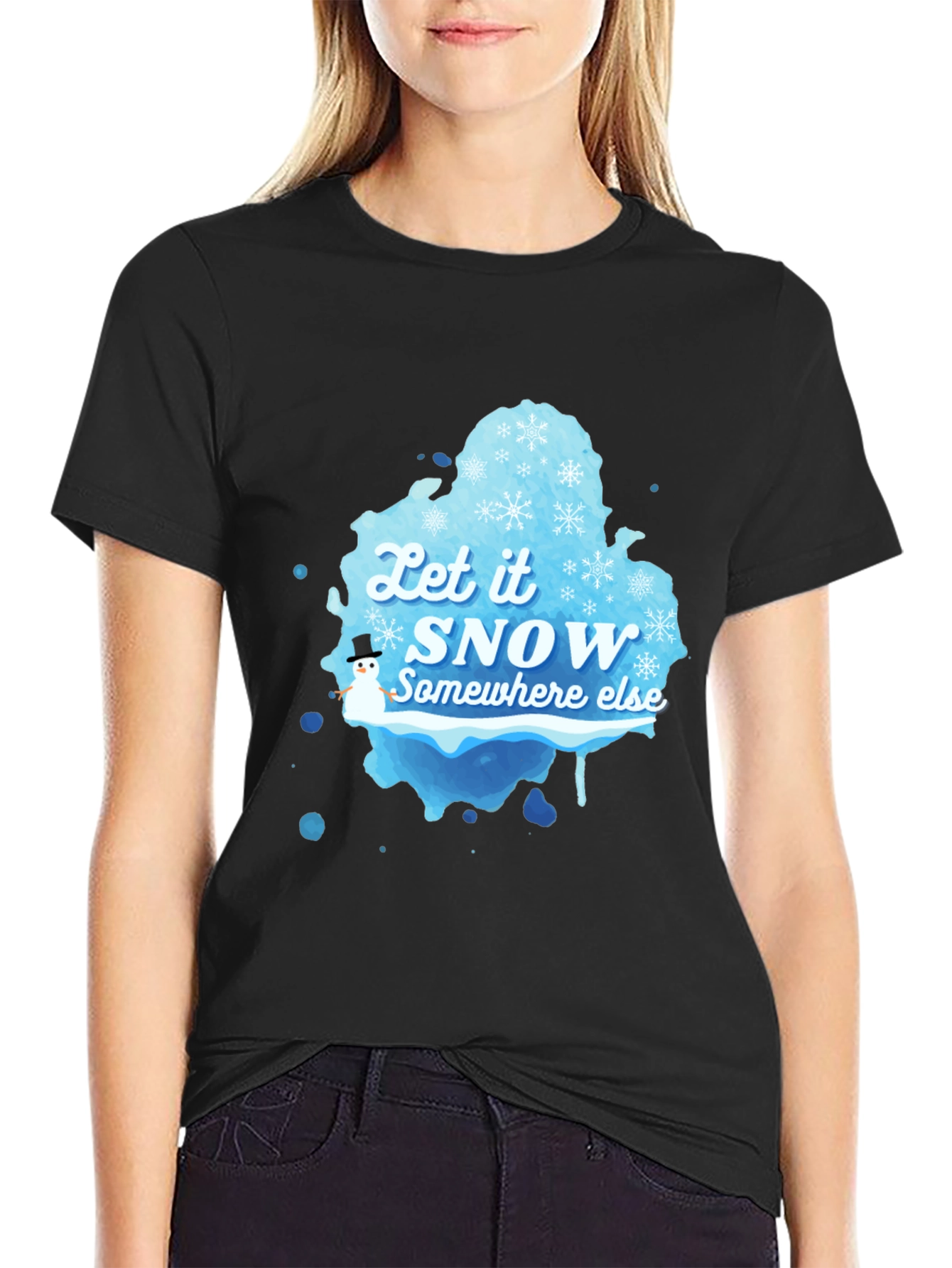 Black Let it Snow Graphic T-Shirt view 2