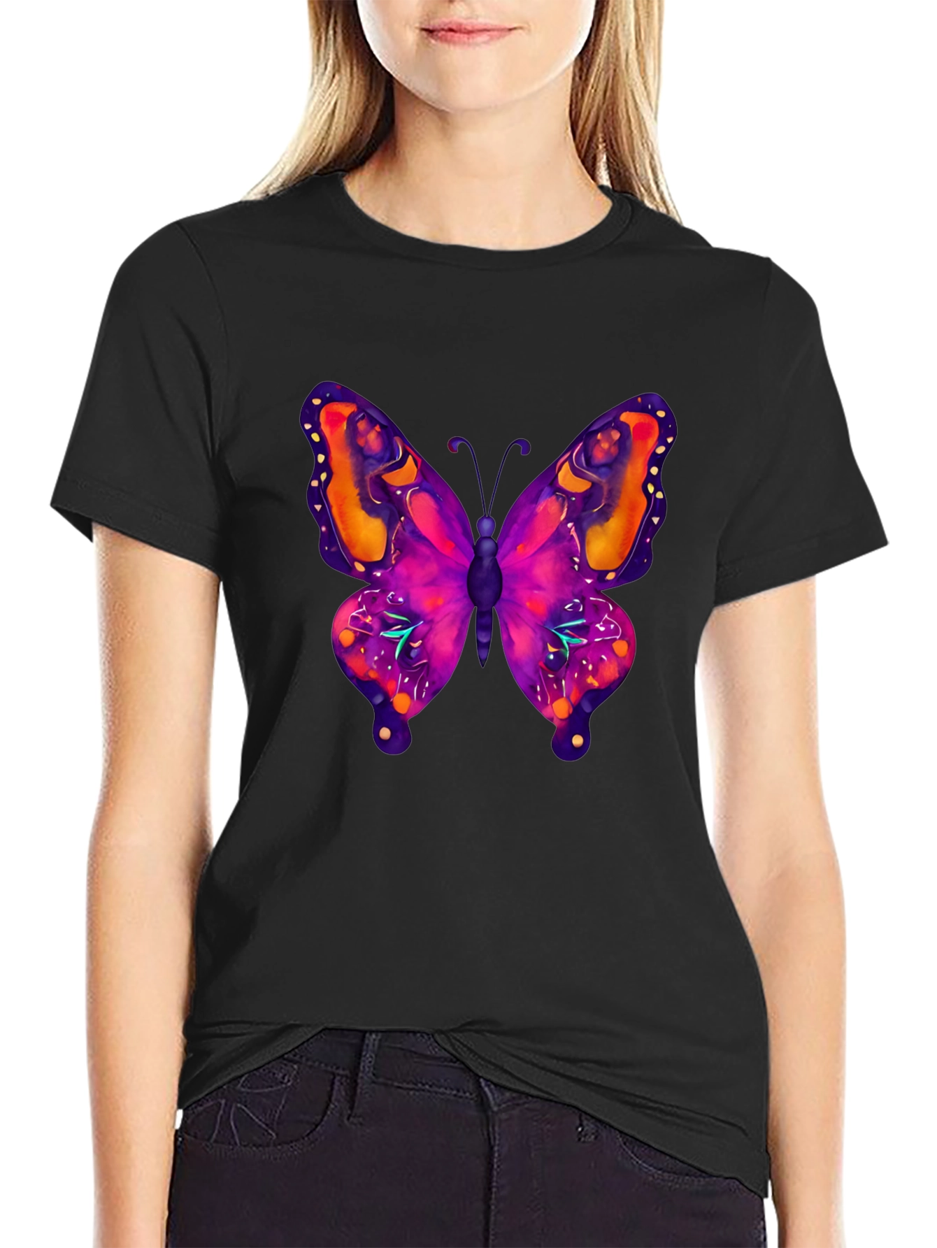 Black Butterfly Graphic Tee - Bold & Vibrant view 2
