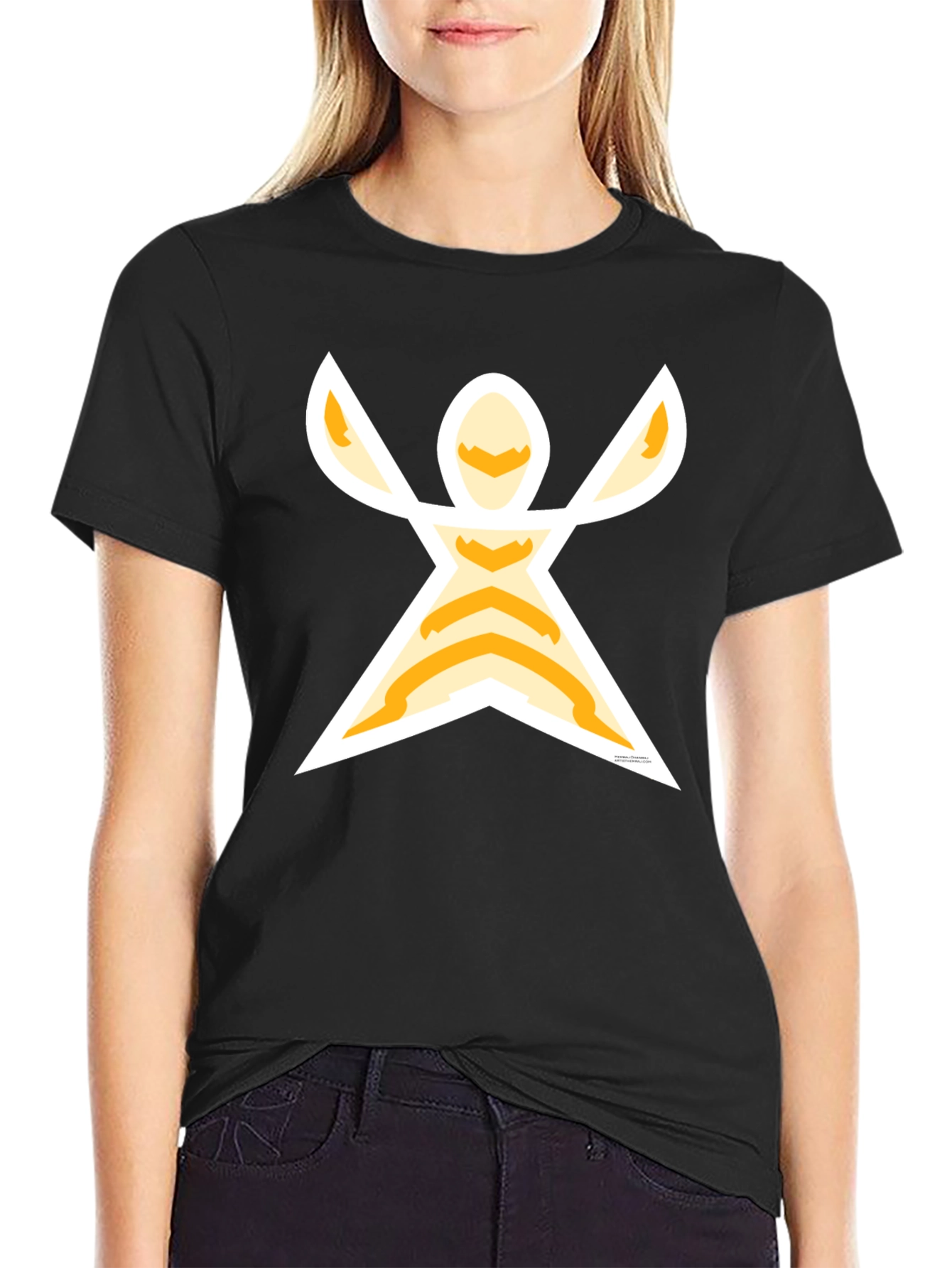 Black Graphic Tee: Abstract Figure Print, Black view 2