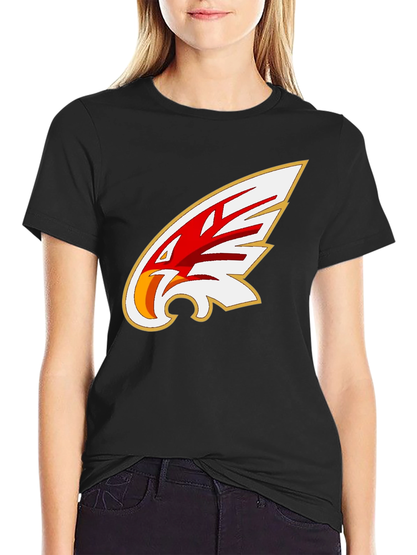 Black Eagle Design Black T-Shirt view 2